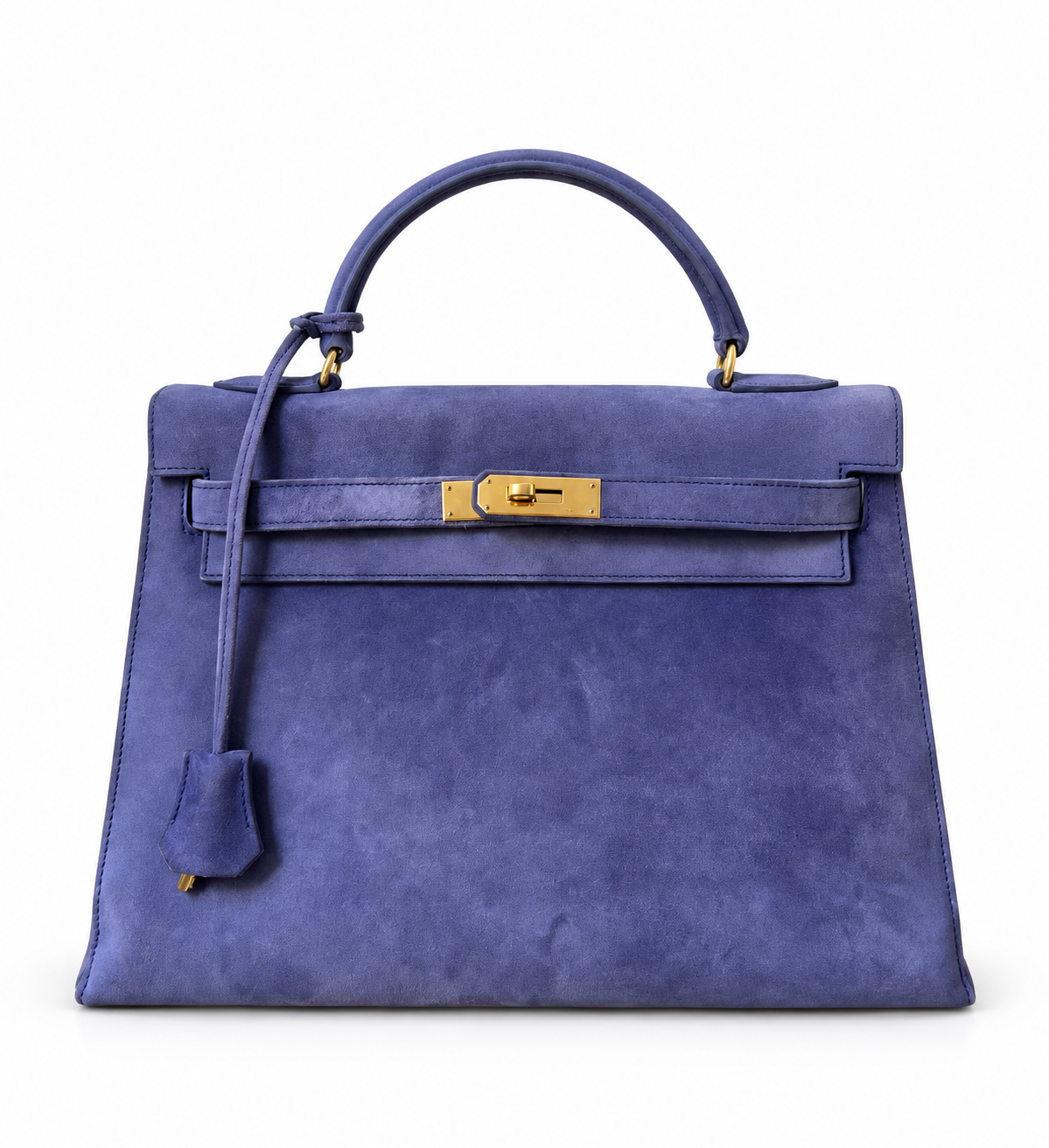 Hermès Vintage Kelly 32 Purple Doblis Suede Gold Hardware