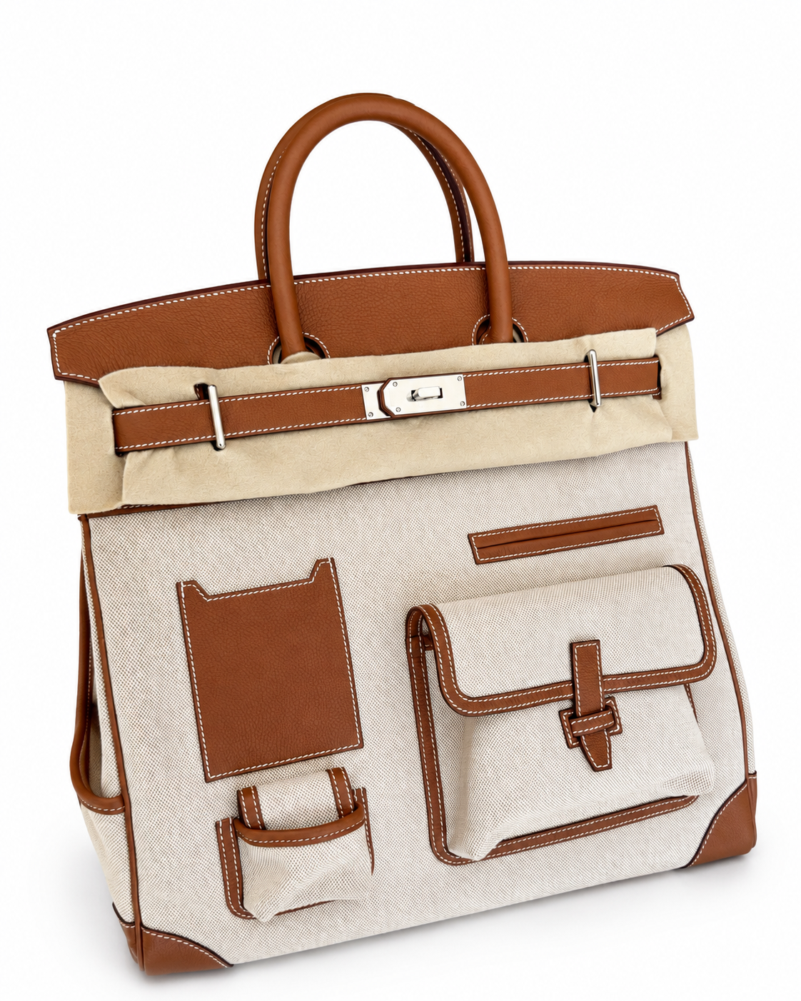 Hermès HAC 40 Cargo Gold Togo & Toile Palladium Hardware Limited Edition 