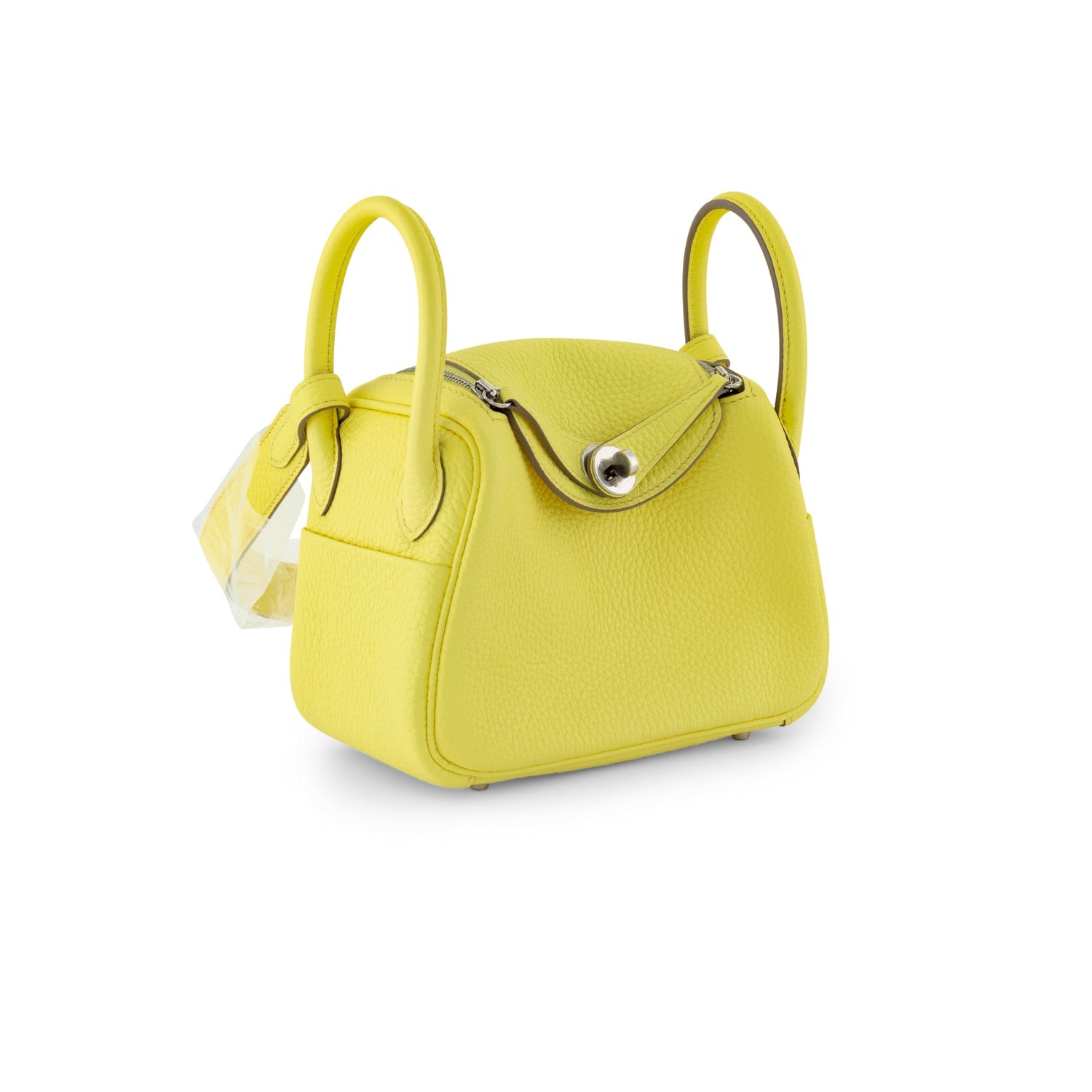 HERMES Mini Lindy Limoncello Taurillon Clemence Palladium hardware