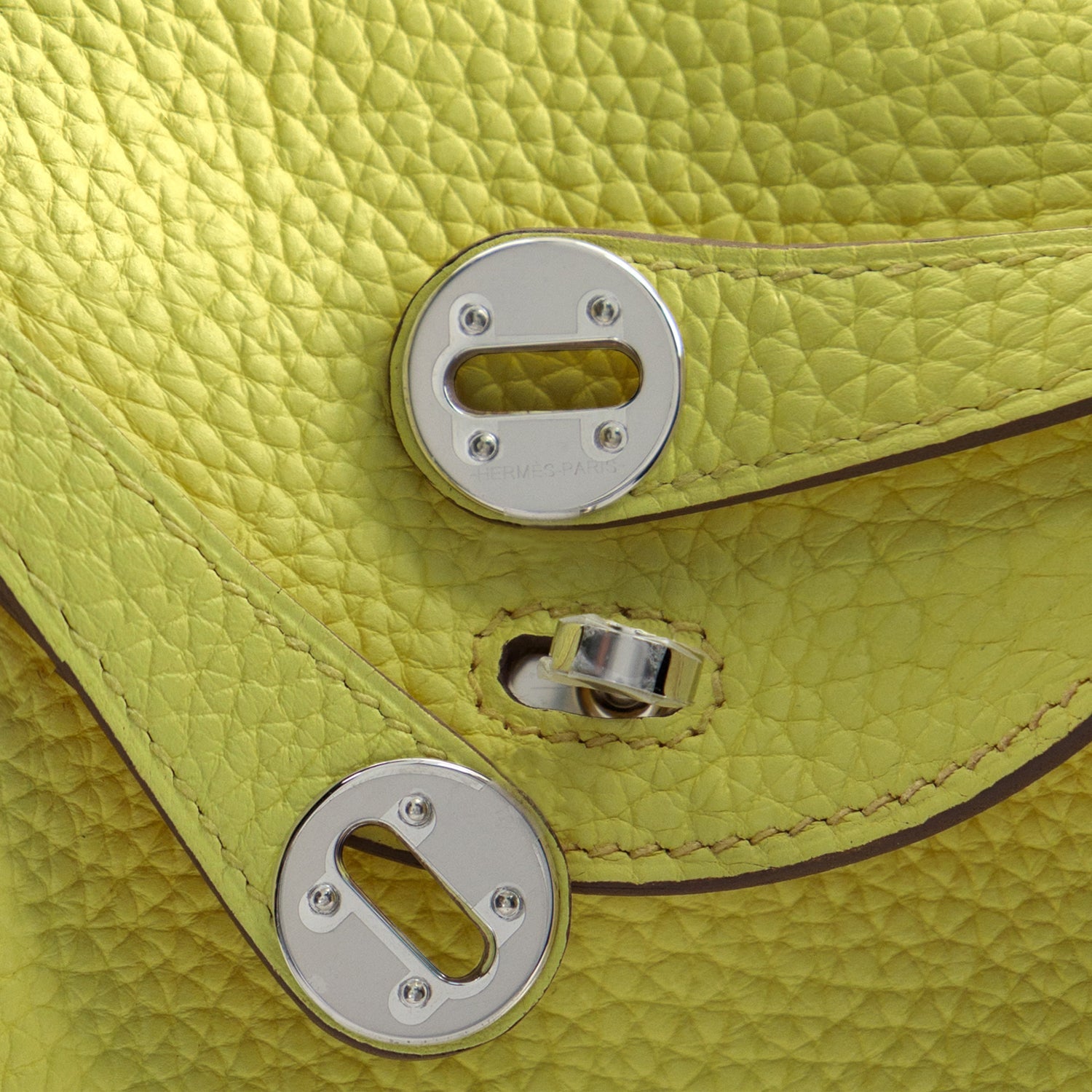 HERMES Mini Lindy Limoncello Taurillon Clemence Palladium hardware