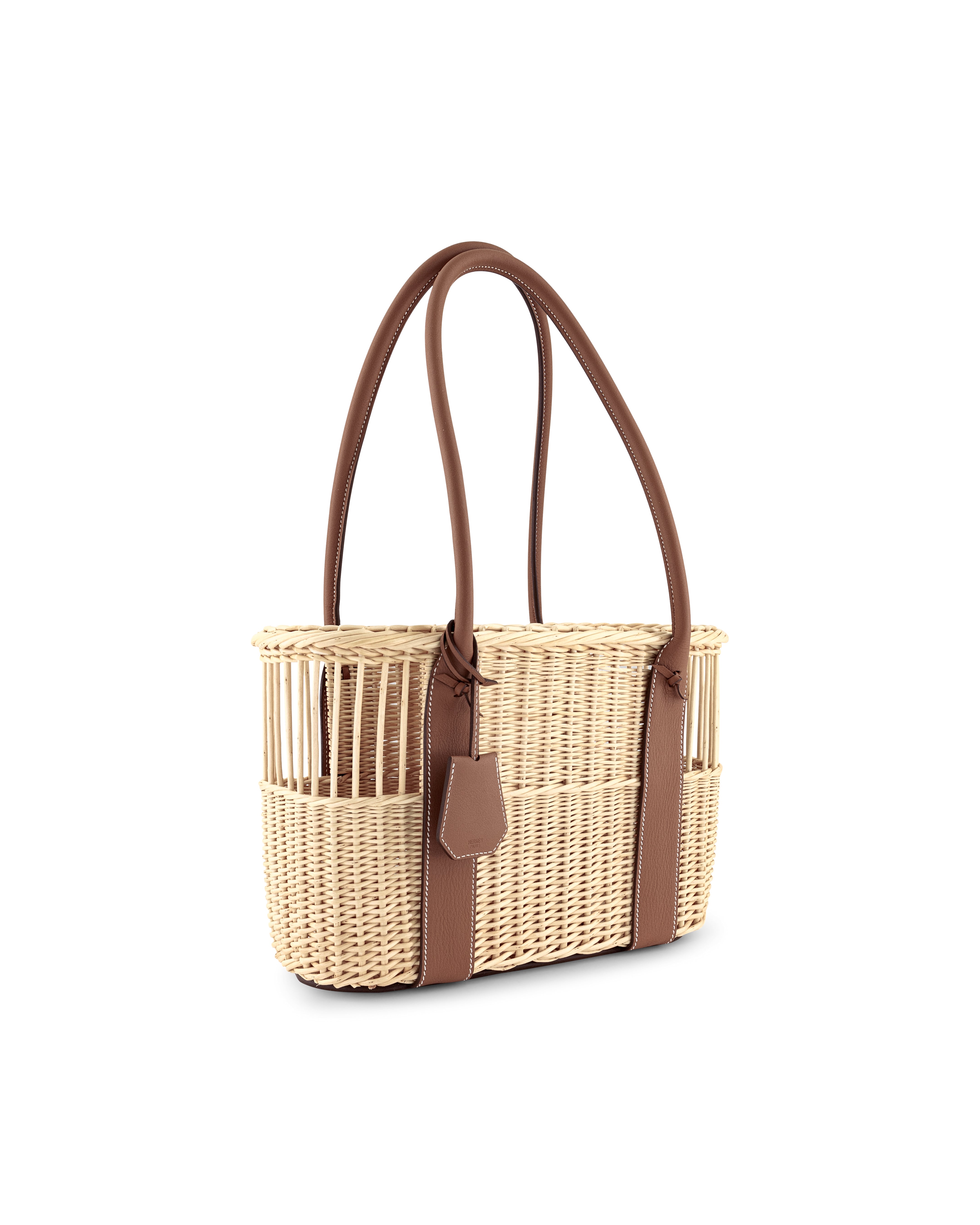 Hermès Park Bottle Basket in Wicker & Taurillion Leather