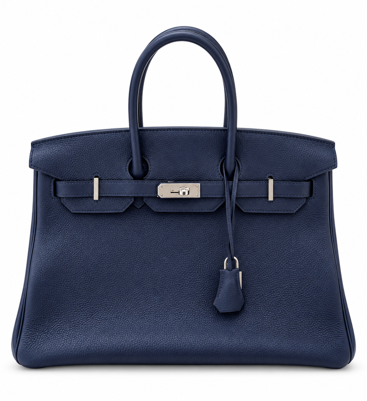 Hermès Birkin 35 Bleu Nuit Orange Poppy Verso Togo Leather Palladium Hardware