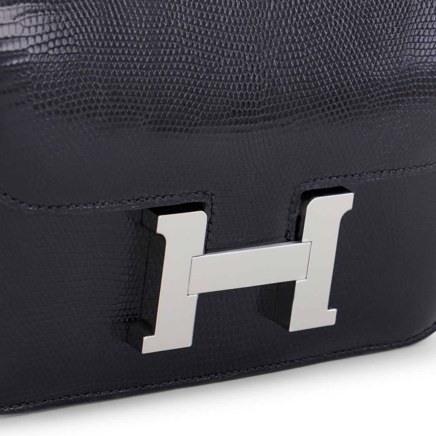 Hermès Constance 18cm Noir Lizard with Palladium Hardware