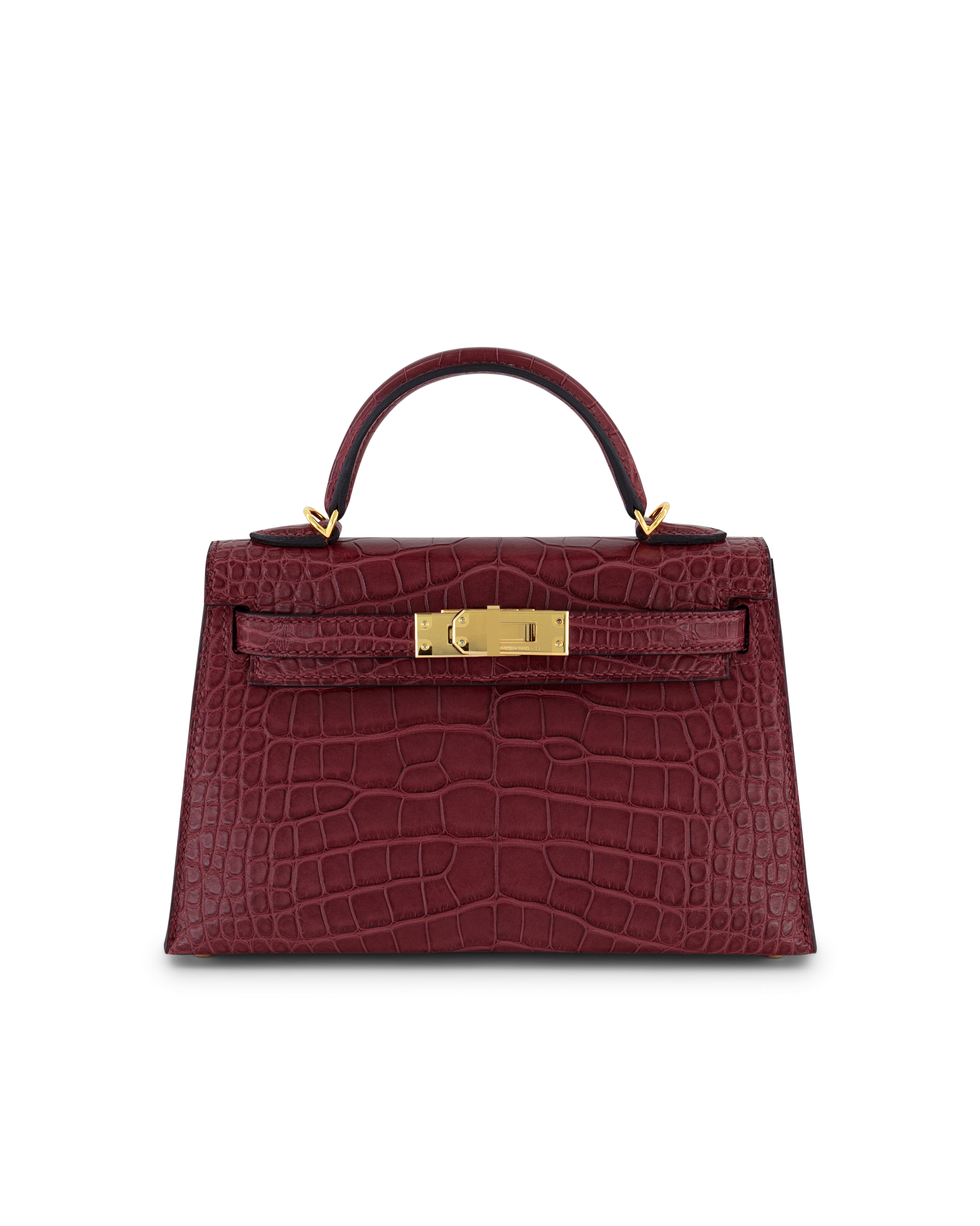 Hermès Mini Kelly 20cm in Rouge Grenate Matte Alligator Mississippiensis & Gold Hardware