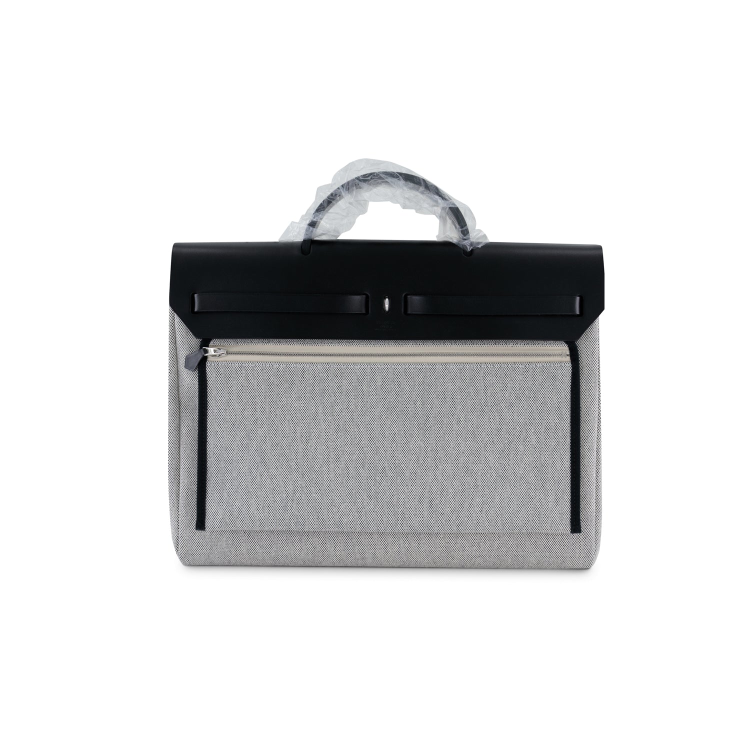 HERMES Herbag Messenger 39 Noir Vachehunter & Ecru Toile Palladium hardware