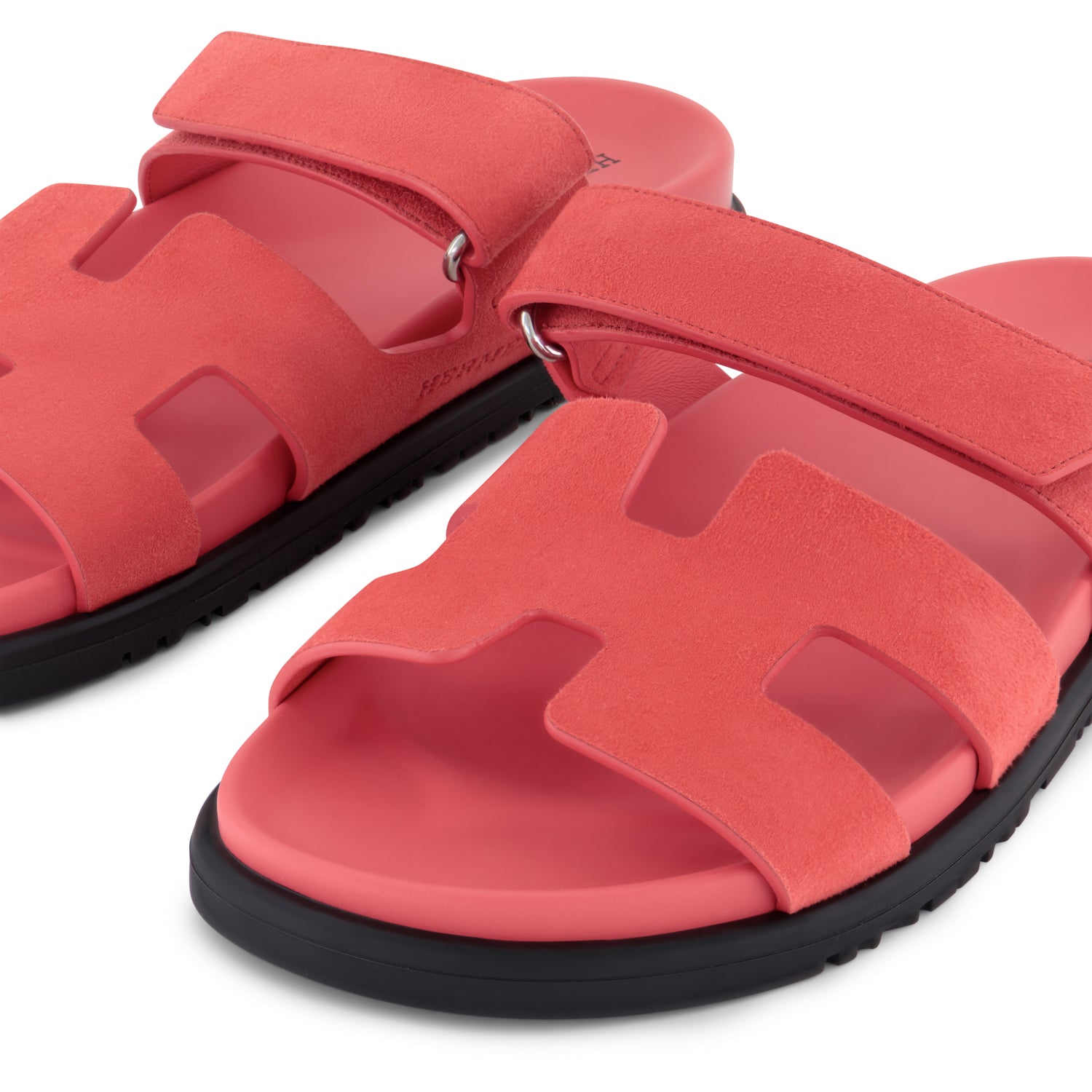 HERMÈS Chypre Sandals Rose Vermillion Chèvre Velours