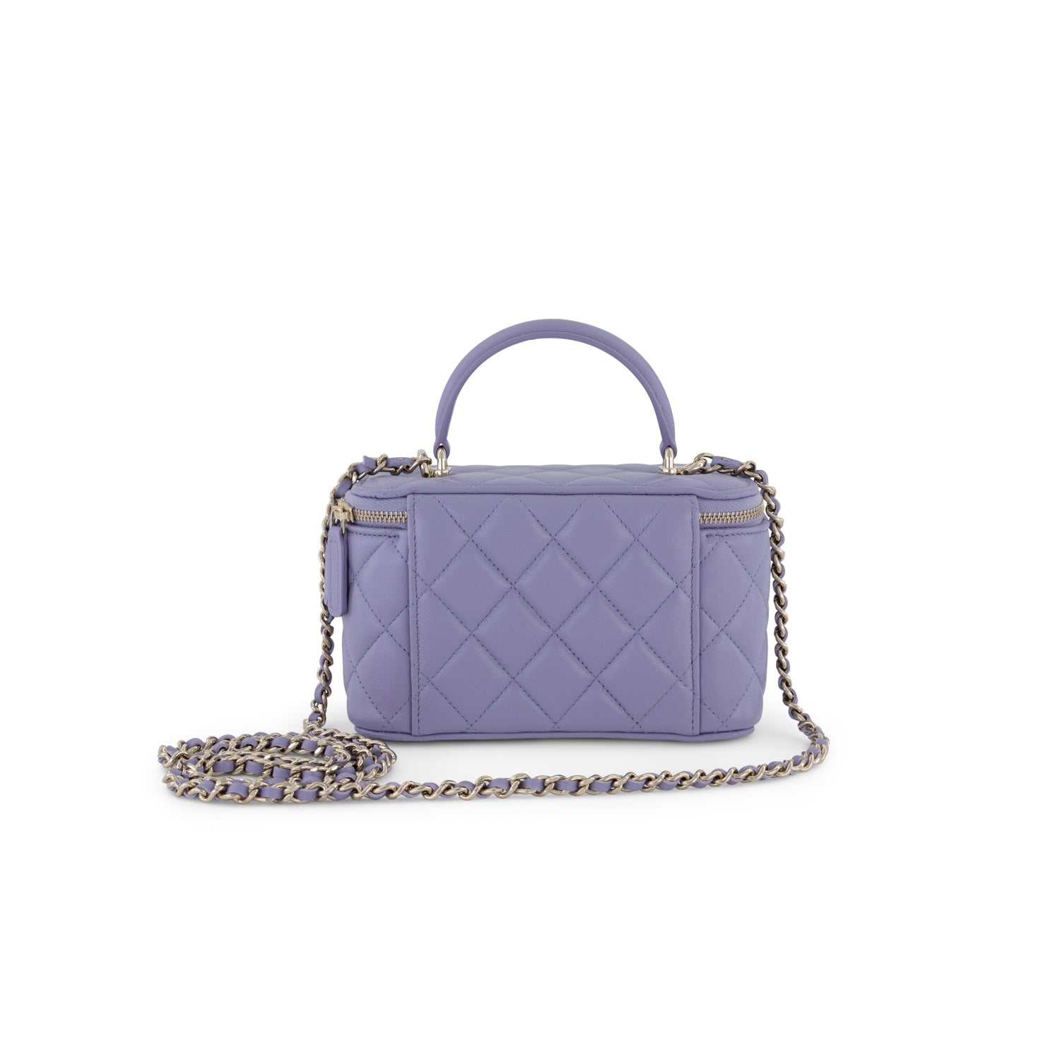 Chanel Lilac Lambskin Vanity Top-Handle with Champagne Gold Hardware