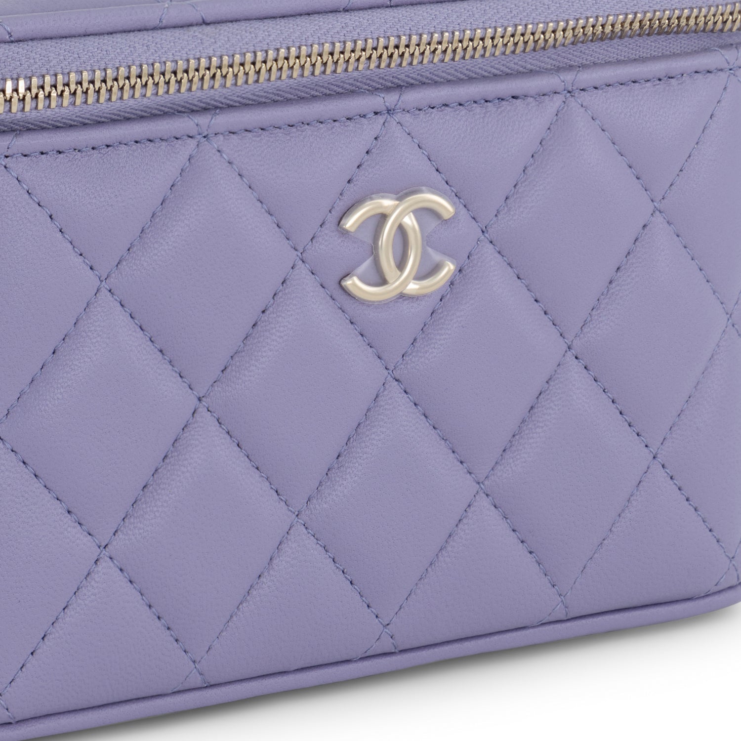 Chanel Lilac Lambskin Vanity Top-Handle with Champagne Gold Hardware