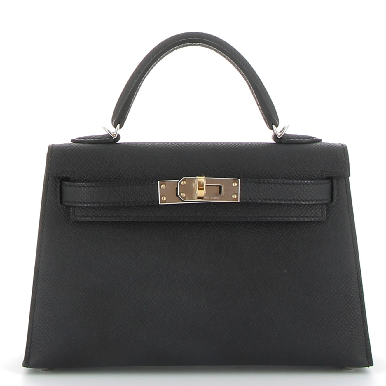 HERMÈS Kelly 20 Noir Epsom leather Electrum hardware