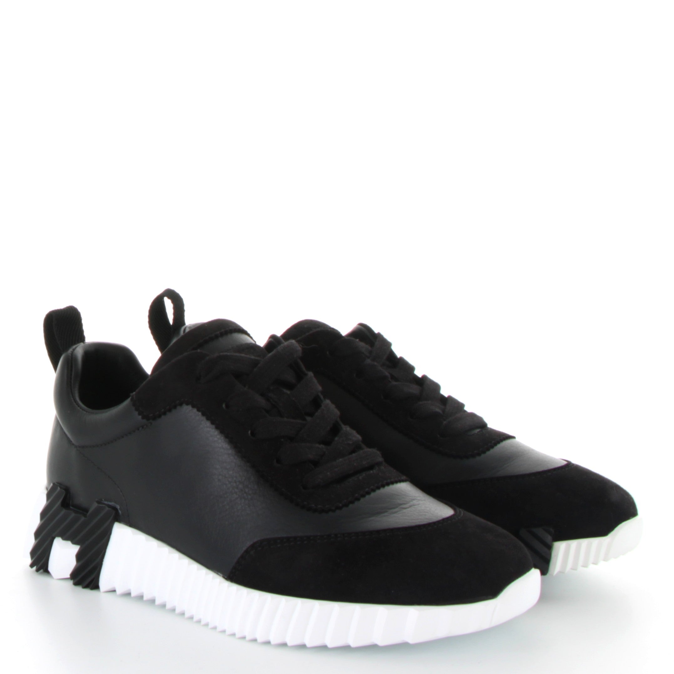HERMES Bouncing Sneakers Noir Suede Goatskin / Lambskin