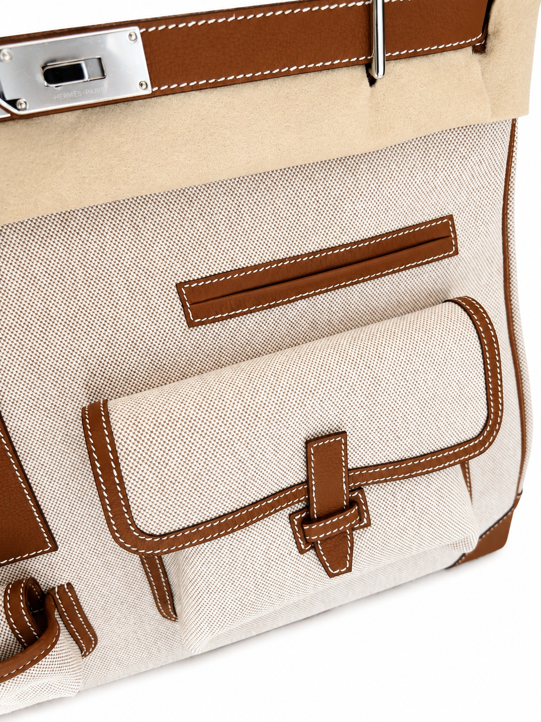 Hermès HAC 40 Cargo Gold Togo & Toile Palladium Hardware Limited Edition 