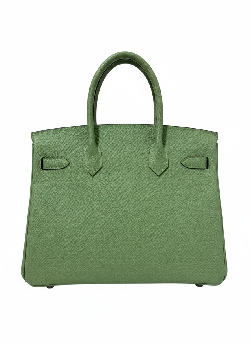 HERMES Birkin 30 Vert Criquet Epsom Palladium Hardware