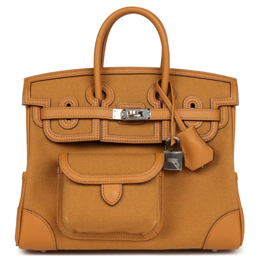 HERMÈS Birkin Cargo 25 Sesame Toile Swift Leather Palladium Hardware