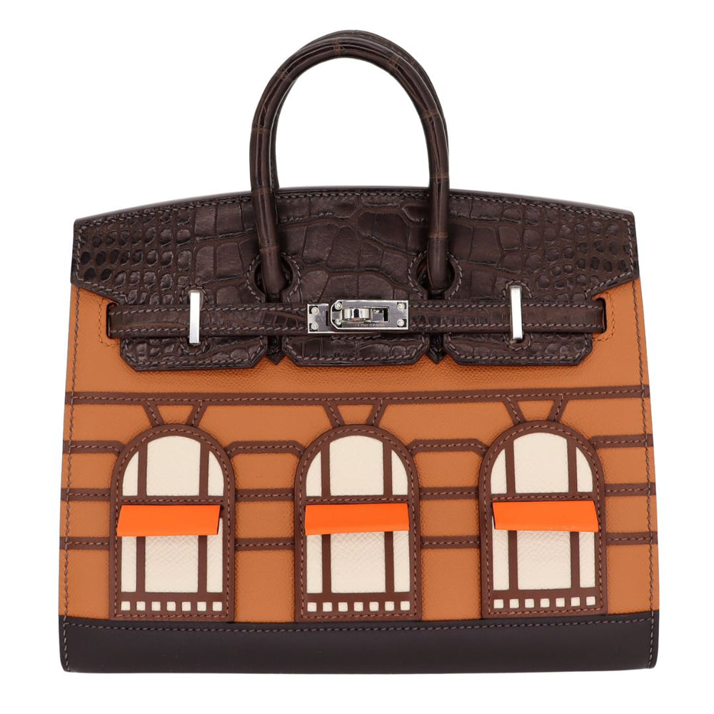 HERMÈS Birkin 20 Sellier Faubourg House Day Brown Palladium Hardware
