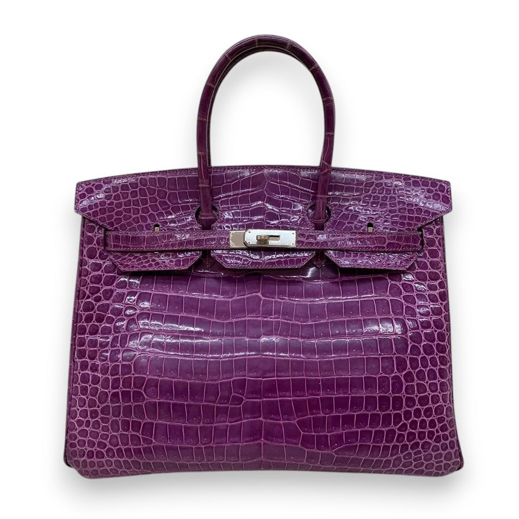 HERMES Birkin 30 Violet Crocodile Palladium Hardware