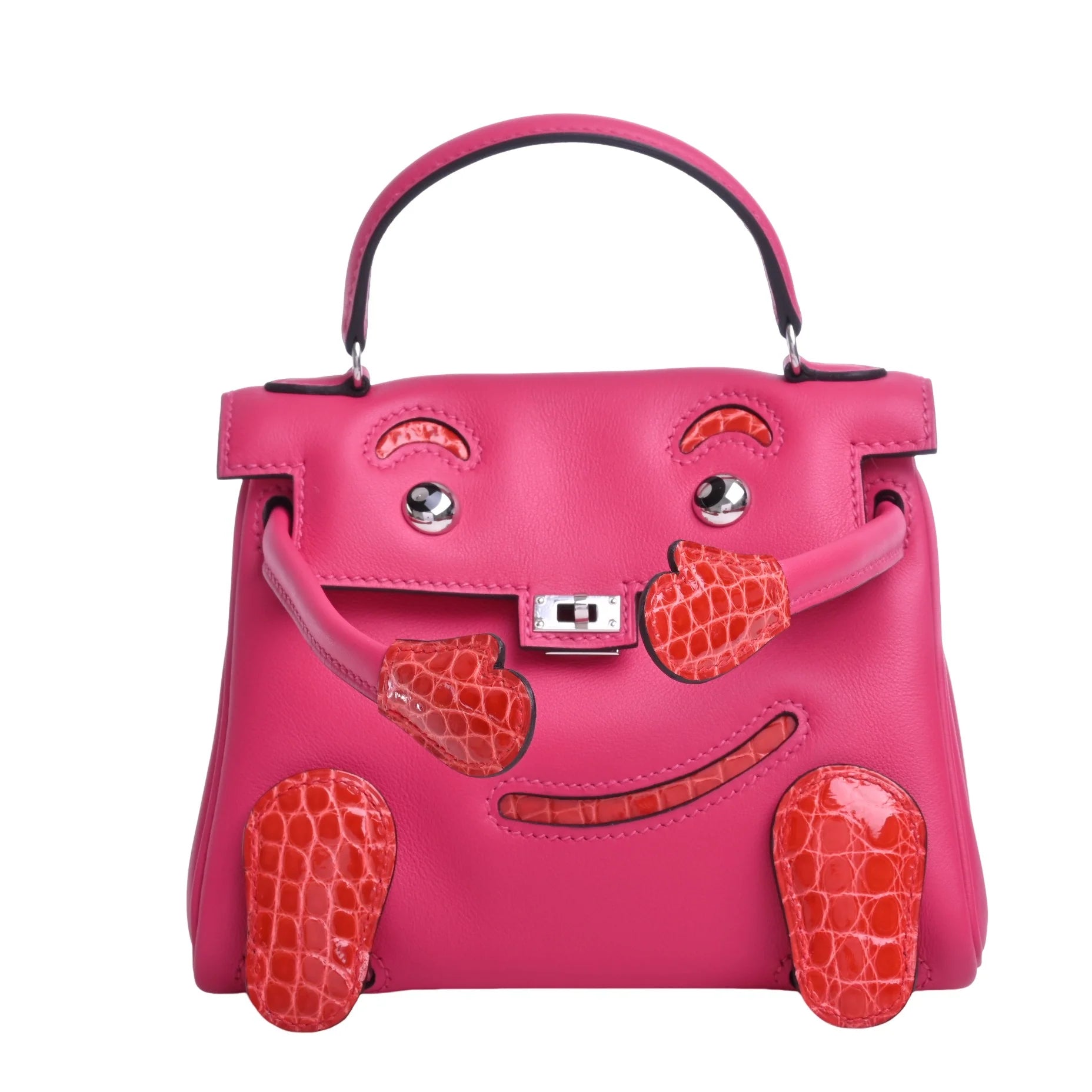 HERMÈS KELLY DOLLE "QUELLE IDOLE" ROSE MEXICO TOUCH ROUGE DE COEUR 