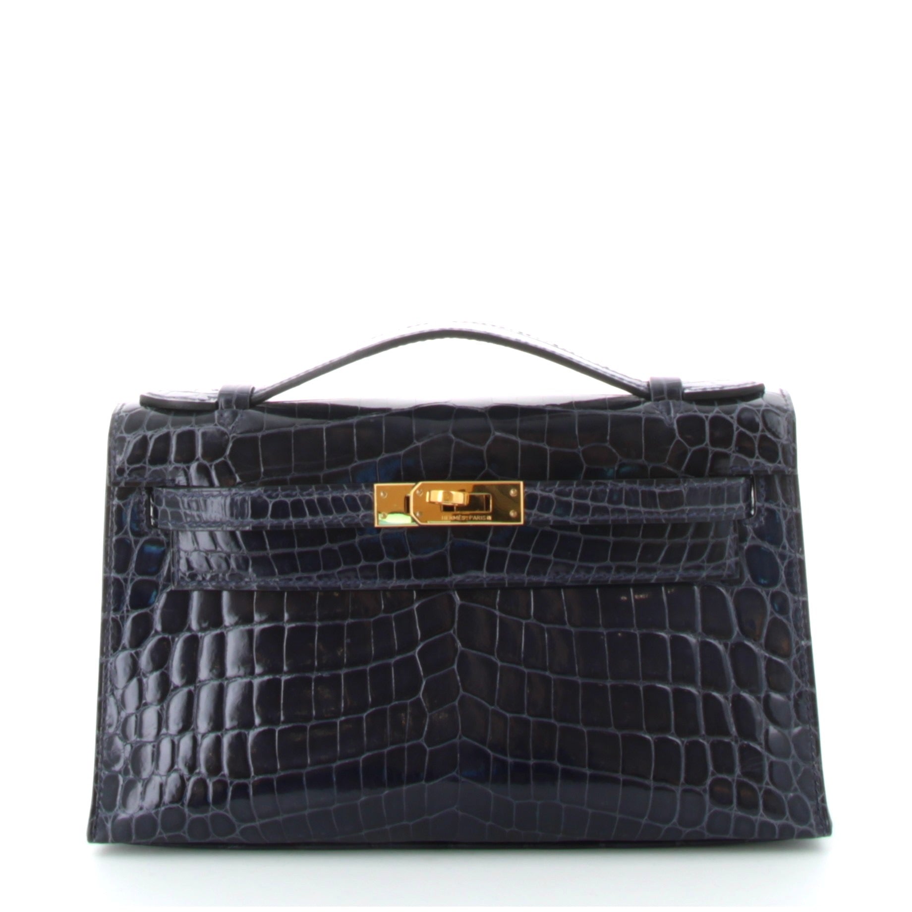 Hermès Kelly Pochette Niloticus Crocodile Bleu Abysse GHW 2011