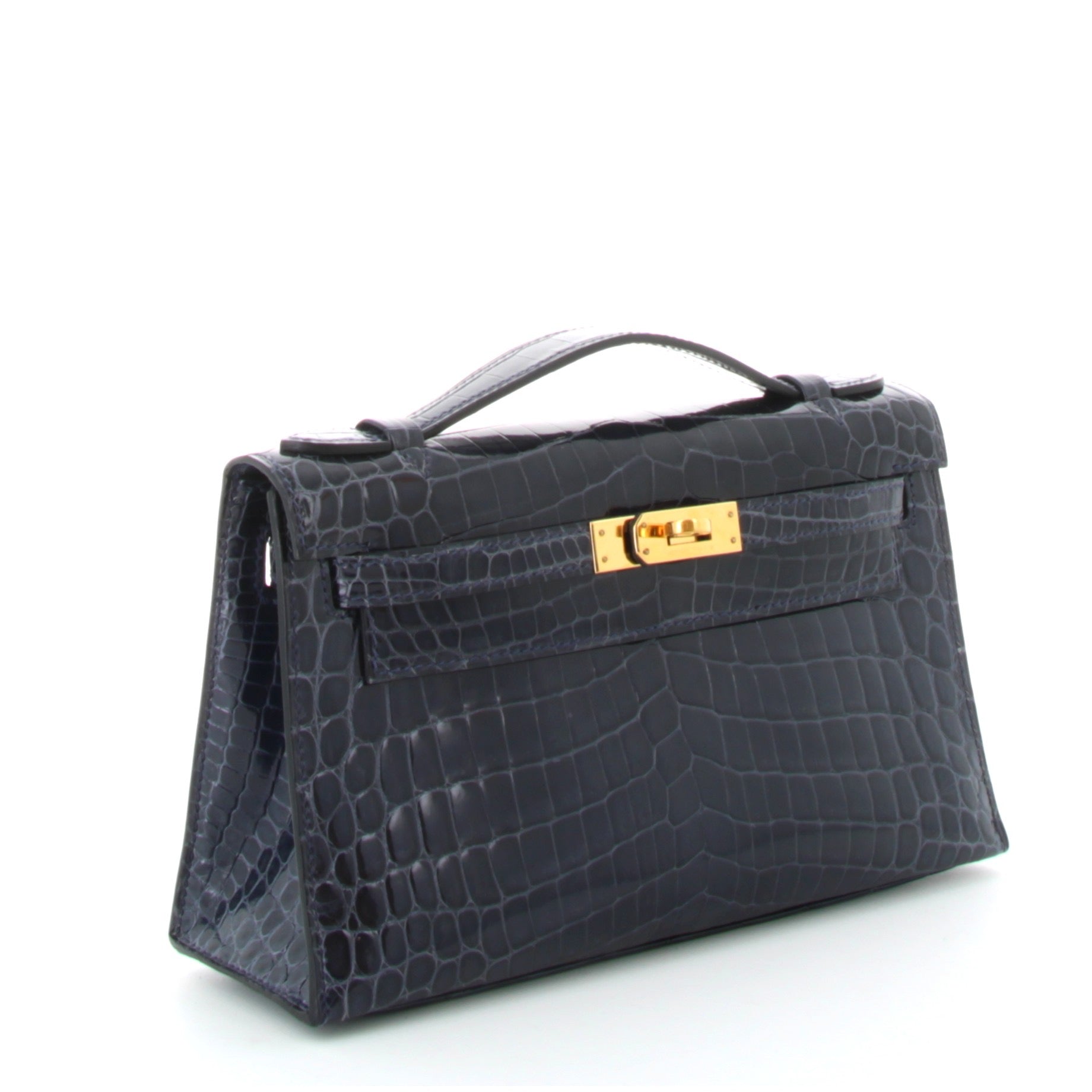 Hermès Kelly Pochette Niloticus Crocodile Bleu Abysse GHW 2011