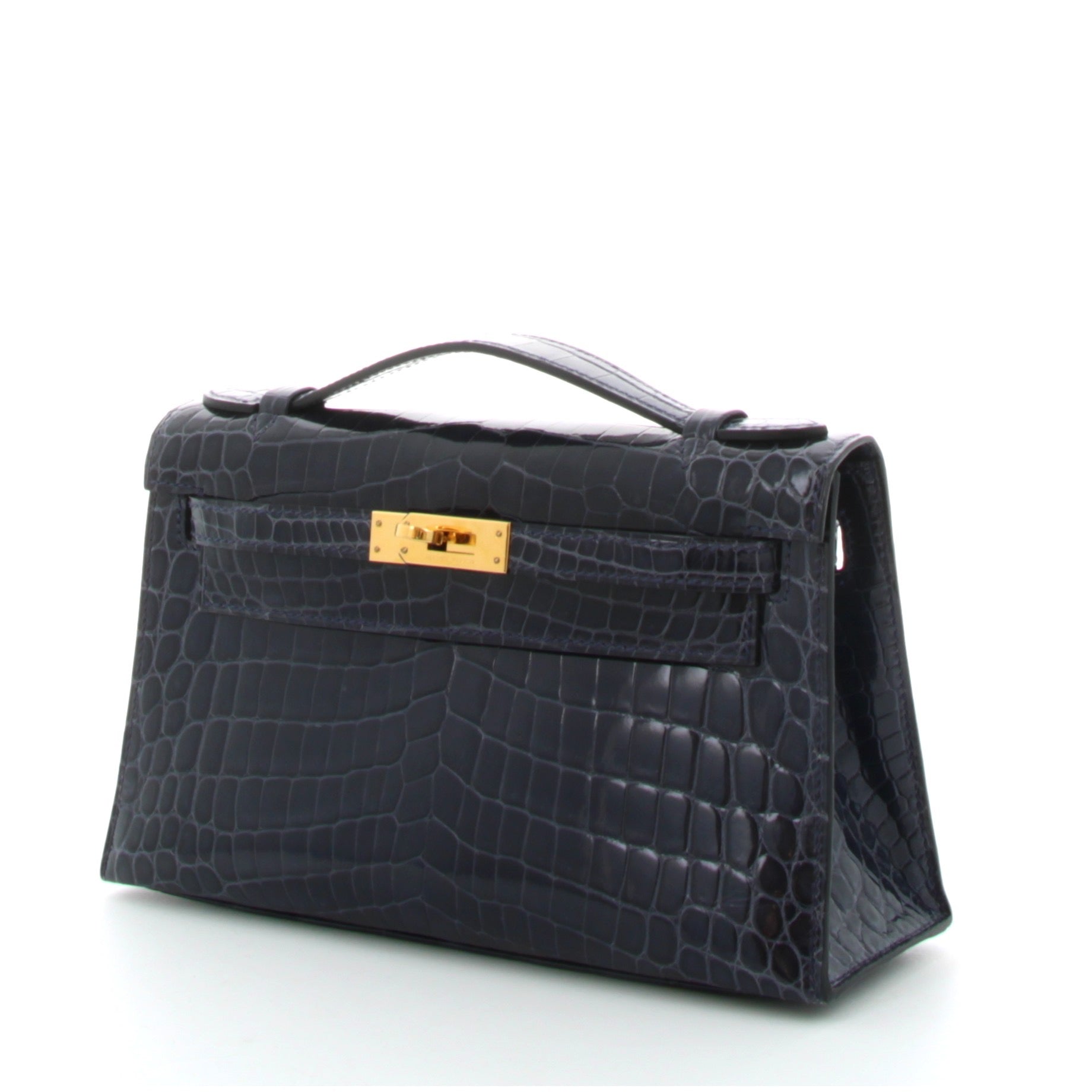 Hermès Kelly Pochette Niloticus Crocodile Bleu Abysse GHW 2011
