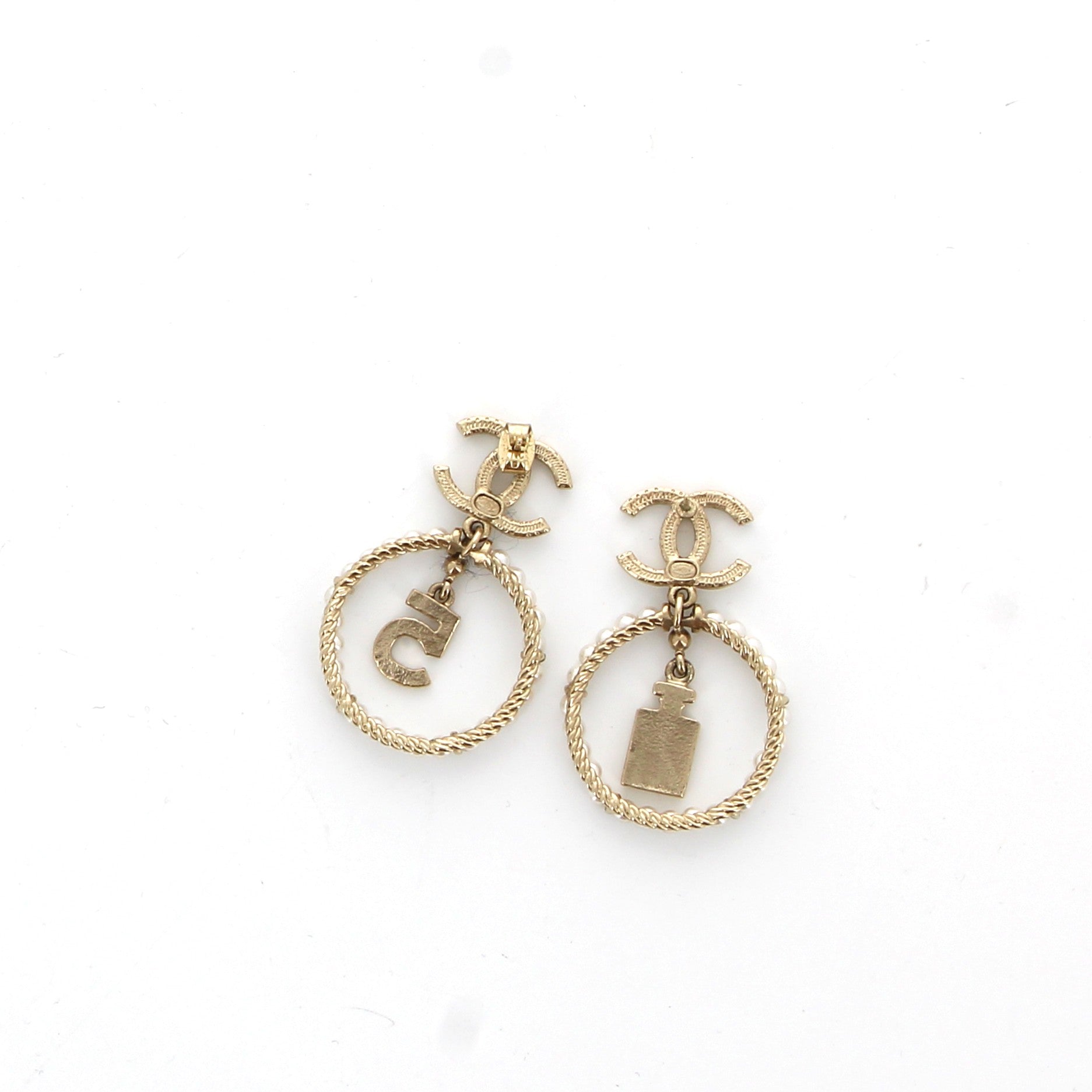 Chanel N°5 Bottle CC Pearl Earrings