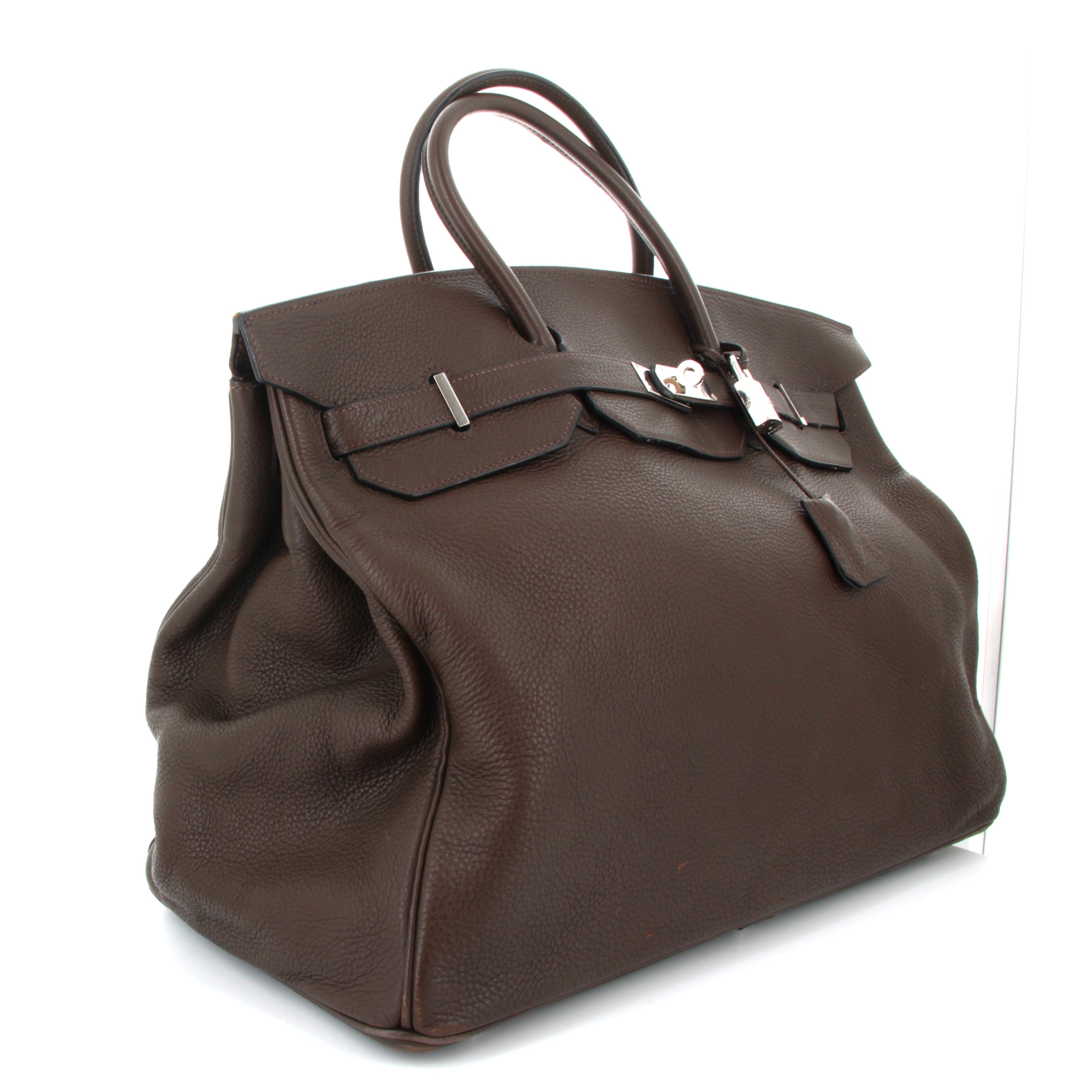 HERMES Birkin 50 Chocolate Taurillion Clemence Palladium Hardware