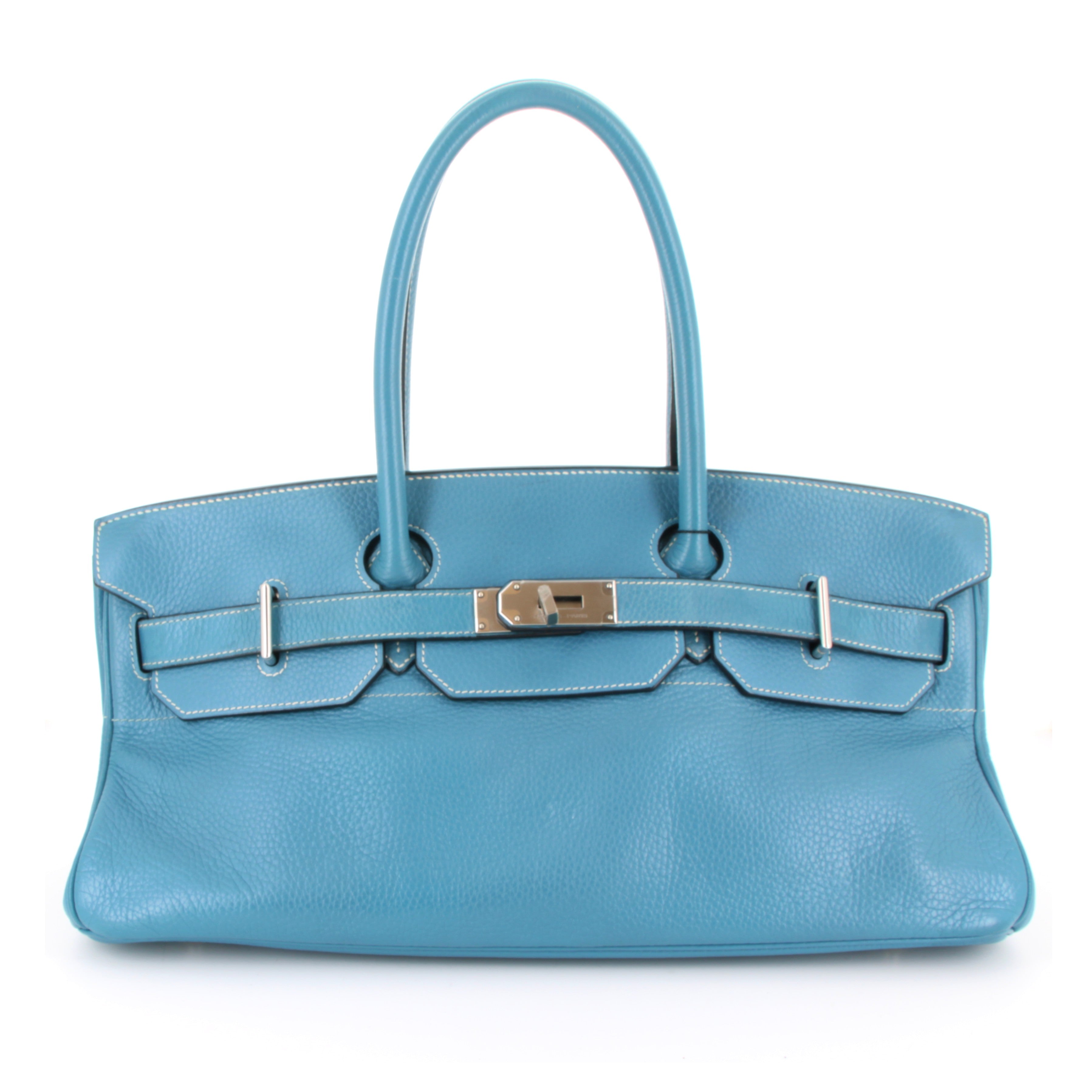 HERMES Shoulder Birkin Bleu Jean Taurillion Clemence Palladium Hardwear