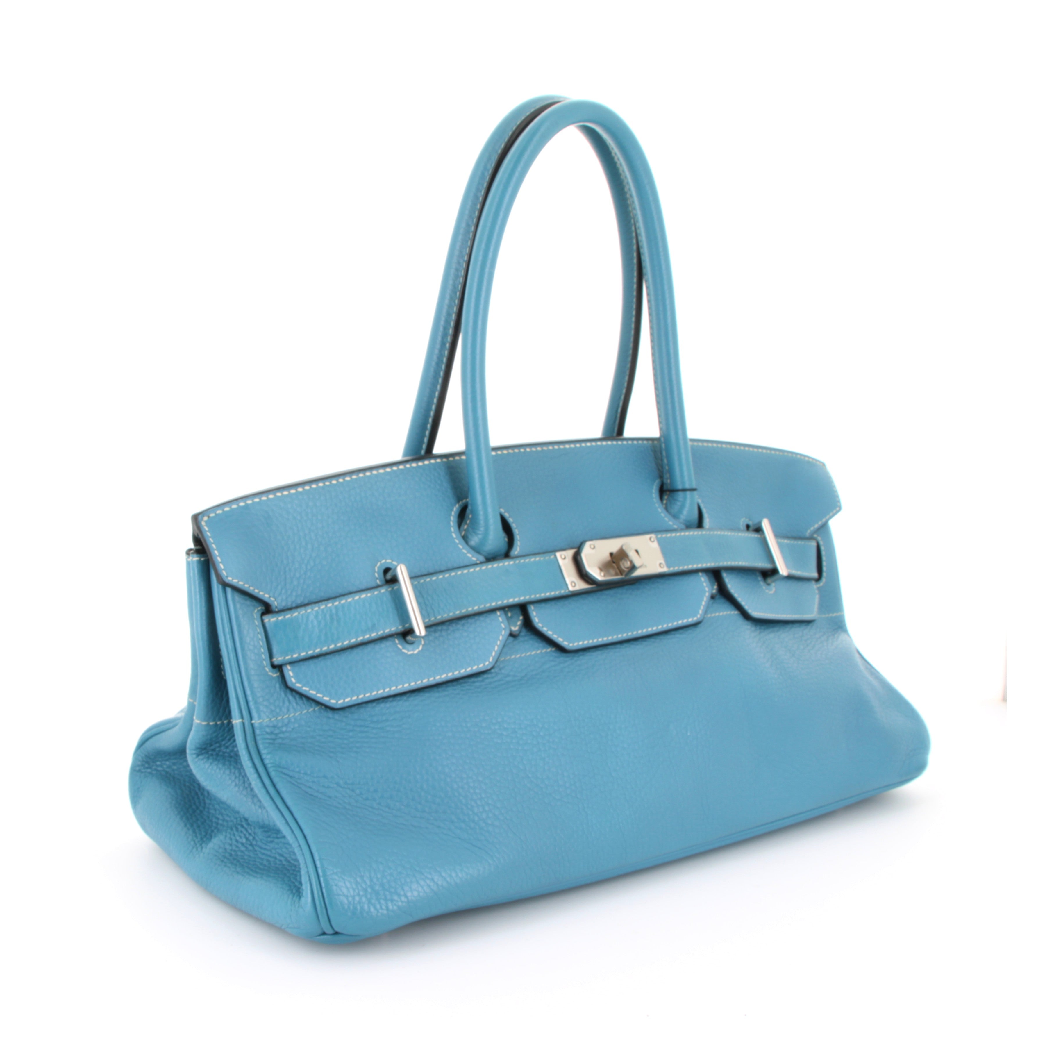 HERMES Shoulder Birkin Bleu Jean Taurillion Clemence Palladium Hardwear