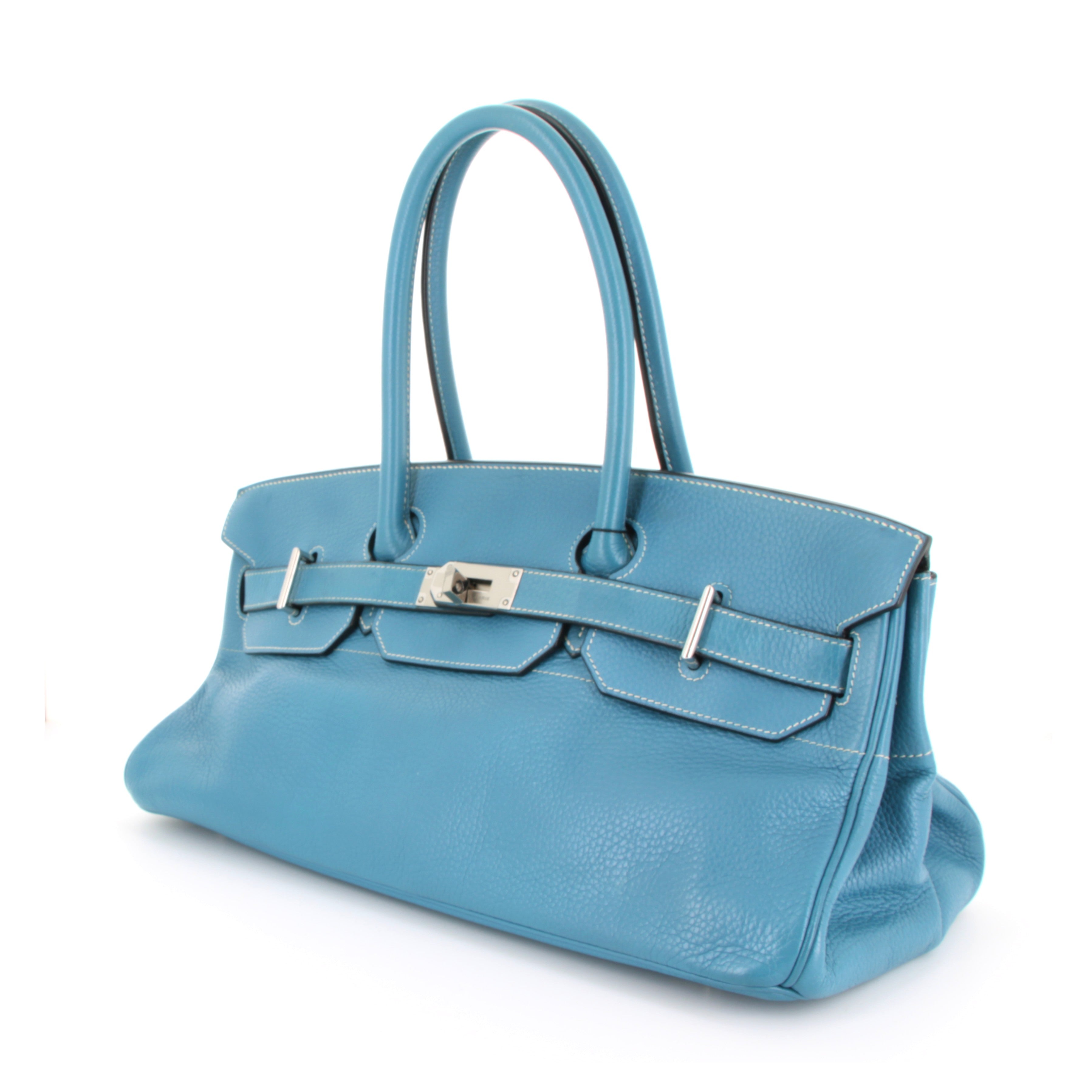 HERMES Shoulder Birkin Bleu Jean Taurillion Clemence Palladium Hardwear
