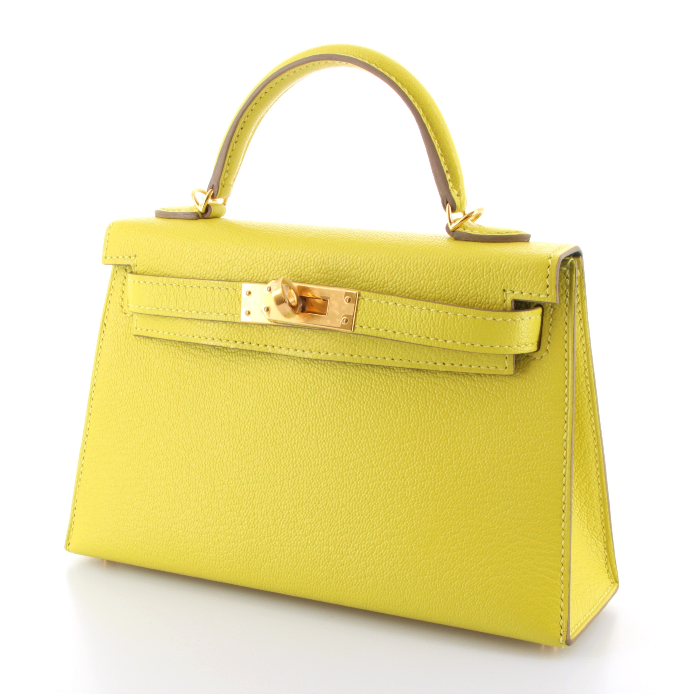 HERMES Kelly 20 HSS Lime Chevre Mysore Verso Vert Cypress Gold Hardware