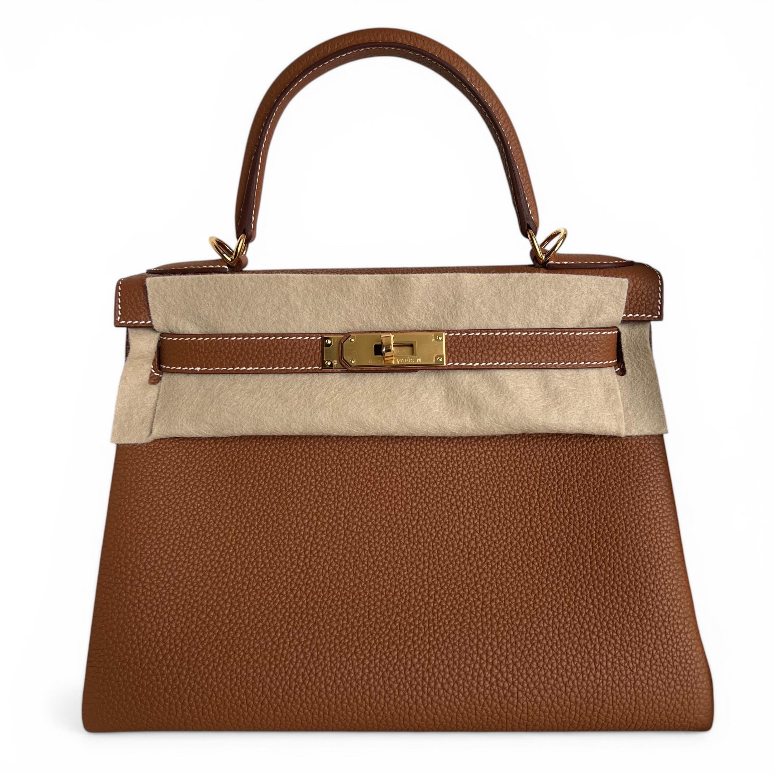 HERMES Kelly 28 Gold Togo Gold Hardware