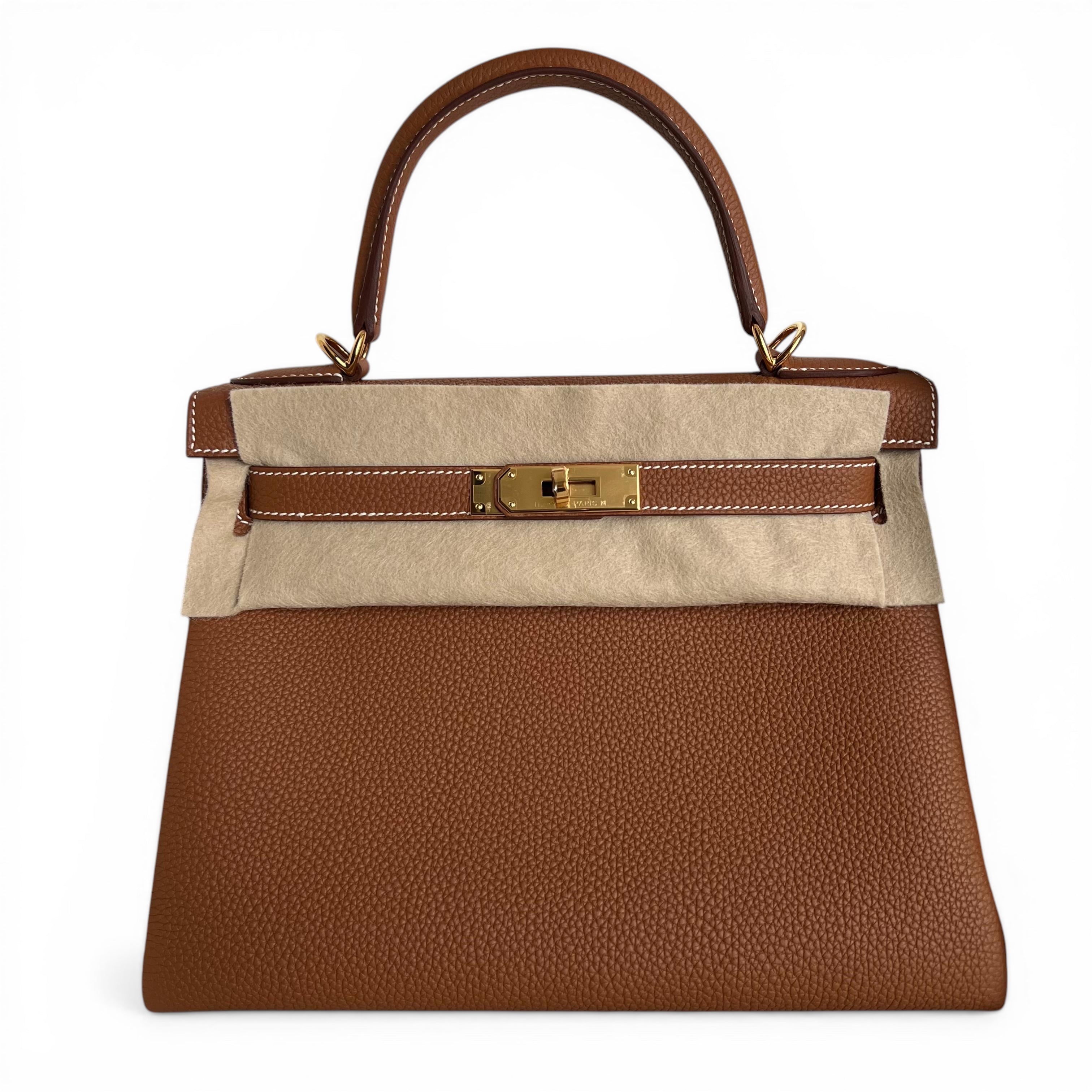 HERMES Kelly 28 Gold Togo Gold Hardware