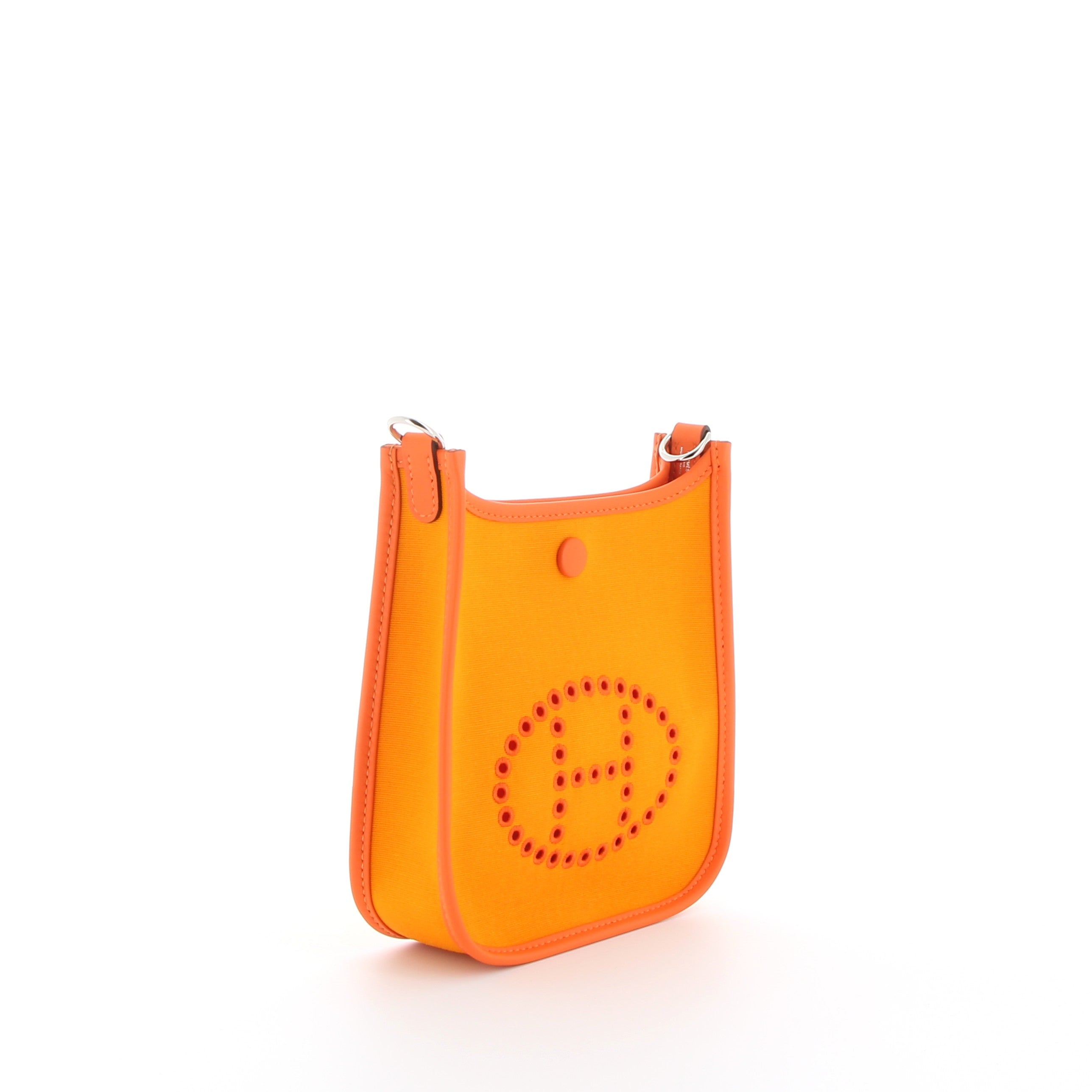 Hermès Mini Evelyne 16cm in Neon Orange Toile Officier with Palladium Hardware