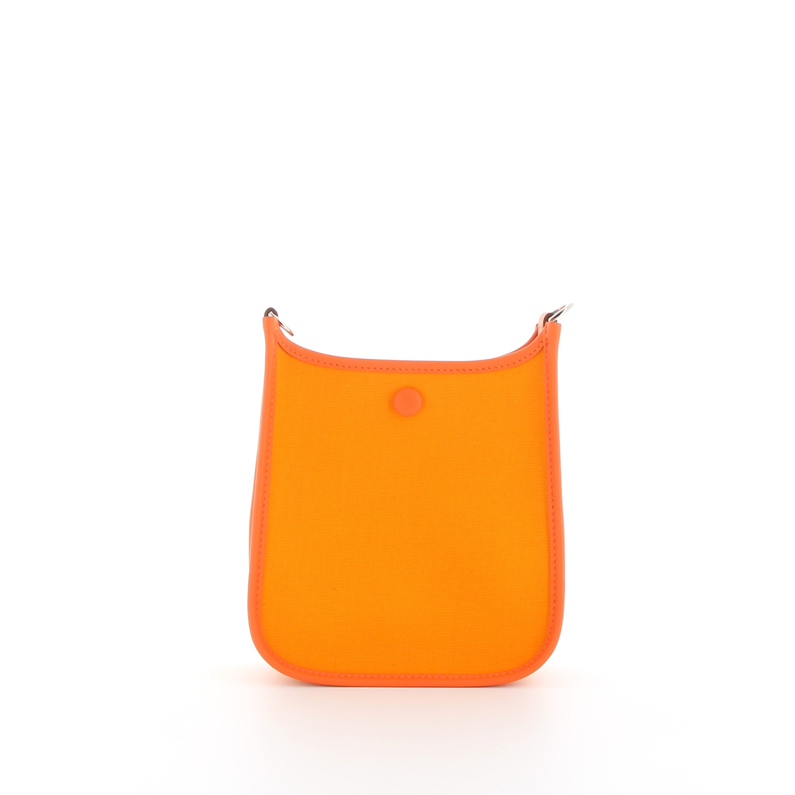 Hermès Mini Evelyne 16cm in Neon Orange Toile Officier with Palladium Hardware