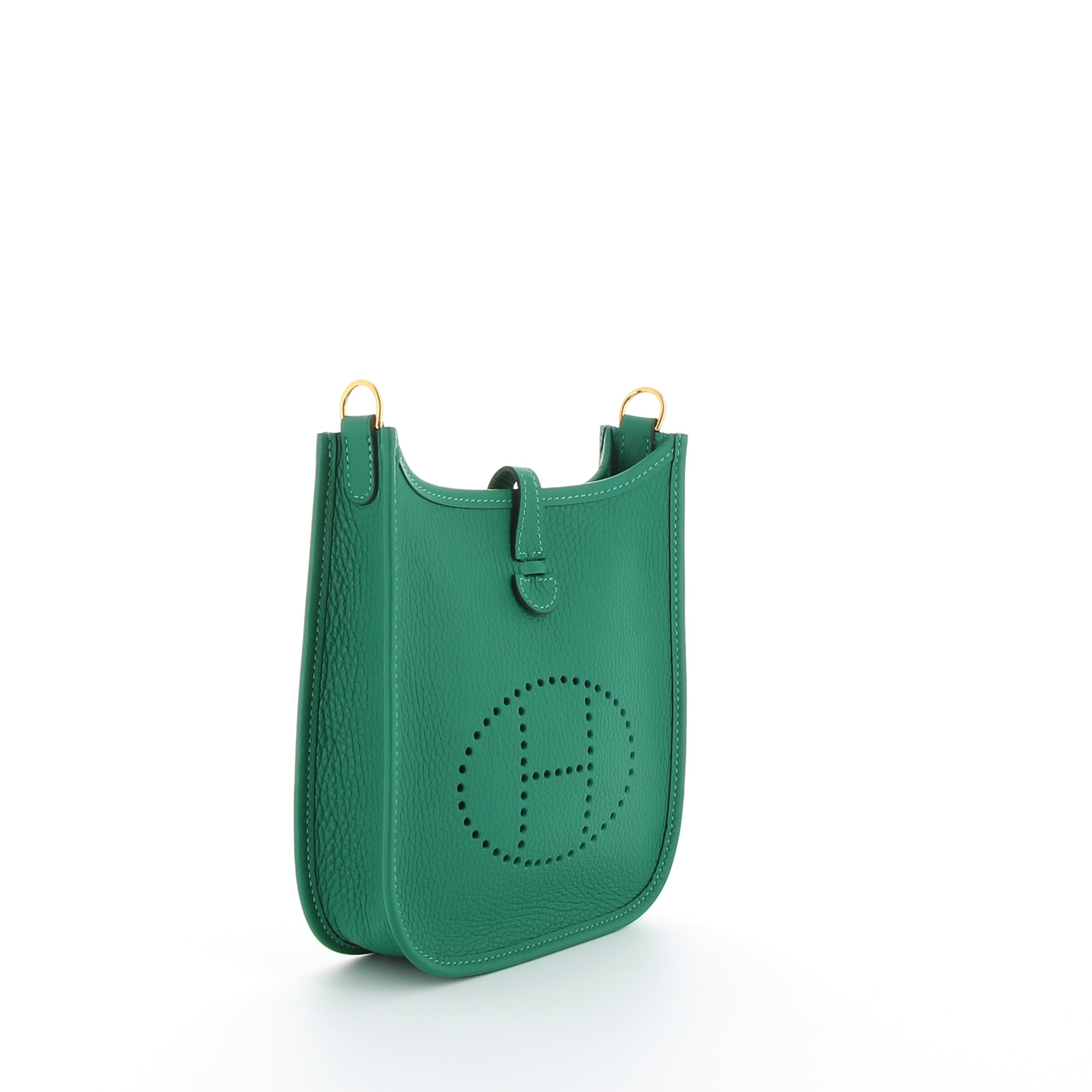Hermès Mini Evelyne 16cm in Vert Vertigo Taurillon Clemence with Gold Hardware