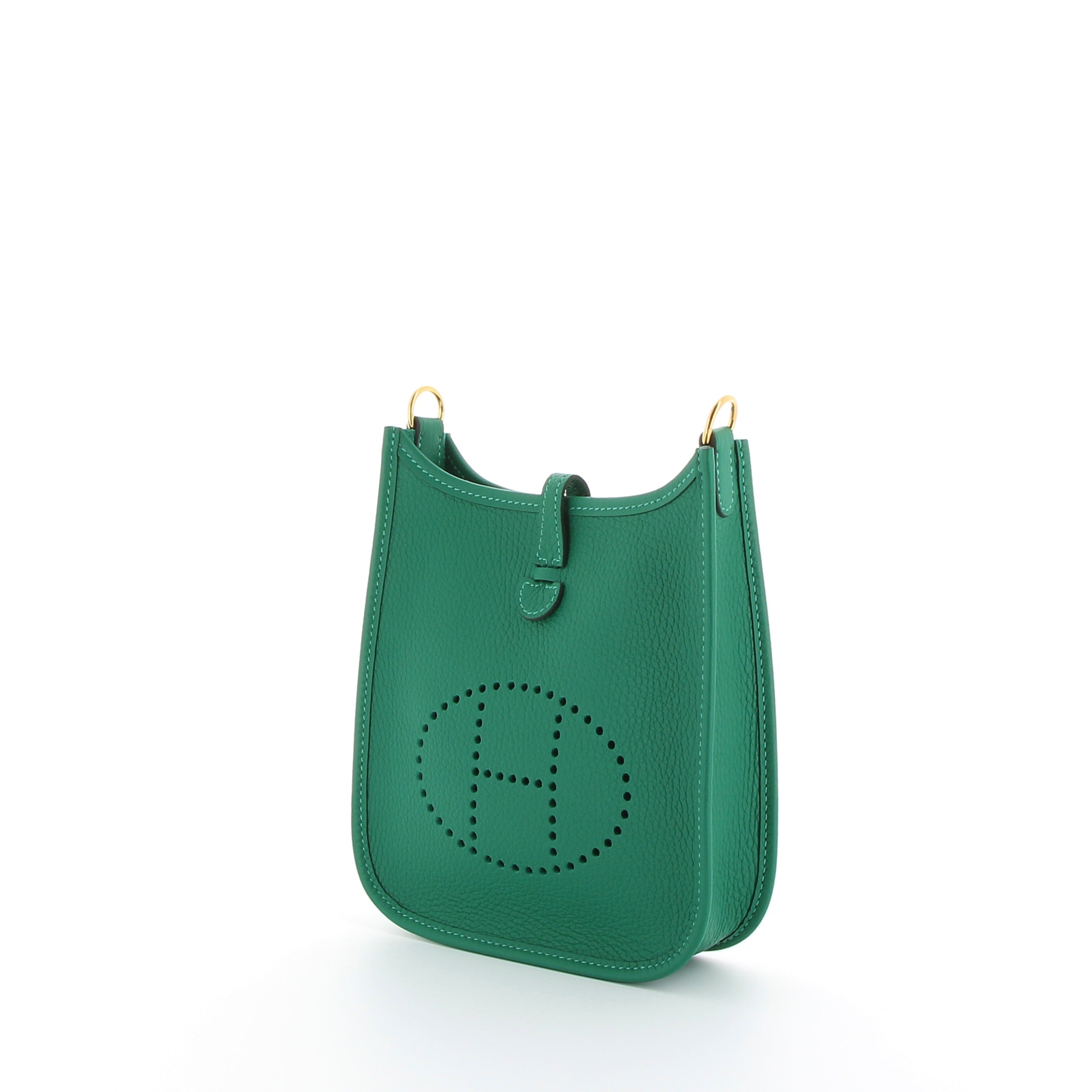 Hermès Mini Evelyne 16cm in Vert Vertigo Taurillon Clemence with Gold Hardware