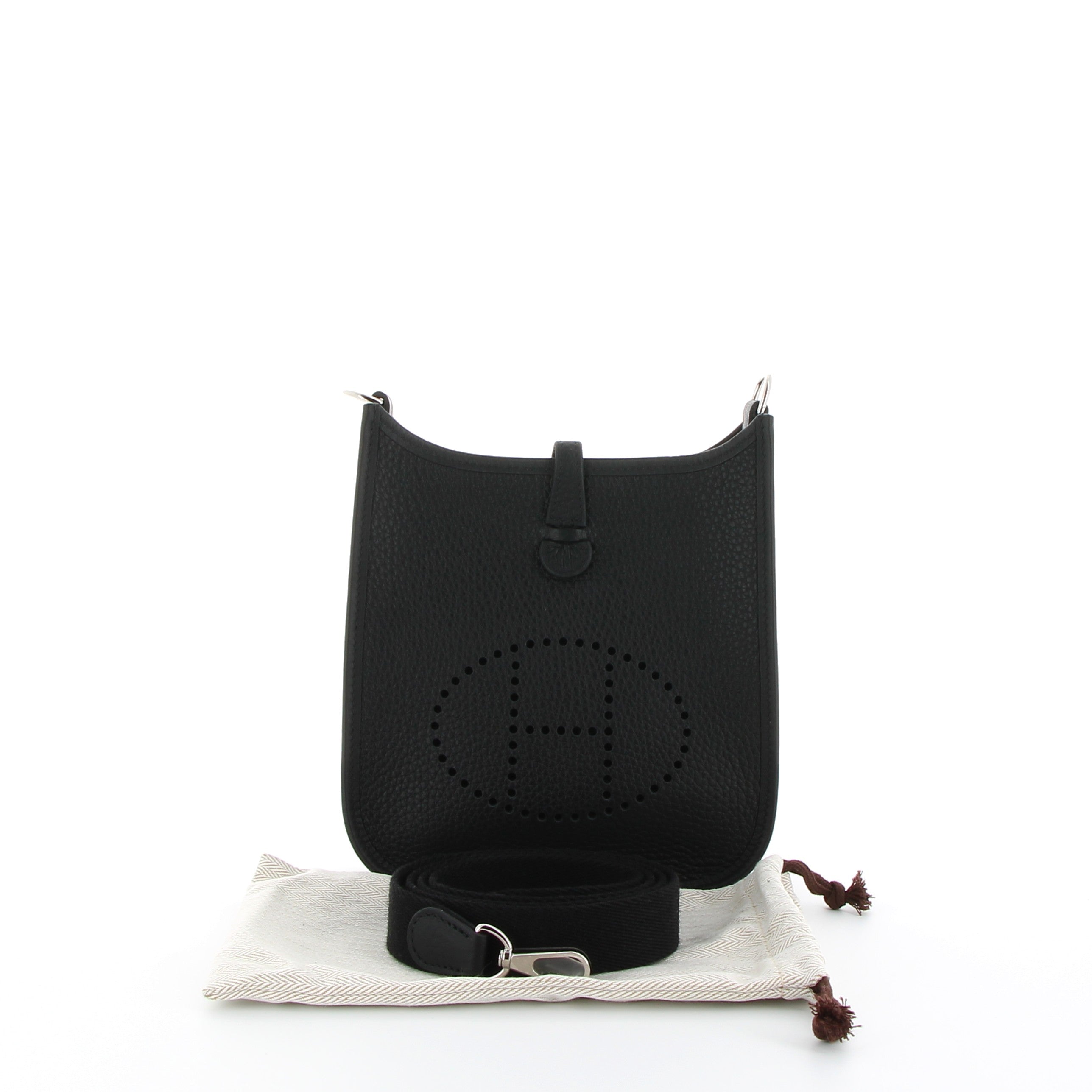 Hermès Mini Evelyne 16cm in Black Taurillon Clemence with Gold Hardware