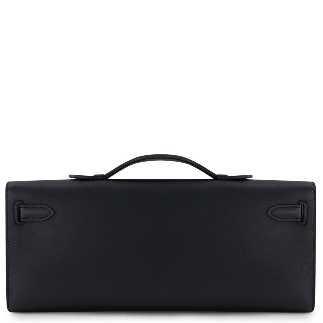 HERMES Kelly Cut Noir Swift Leather Palladium Hardware