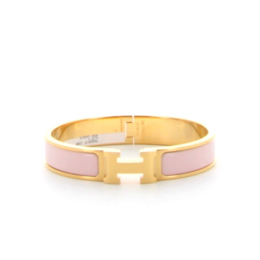 HERMES Clic H Bracelet Rose Cream & Gold hardware