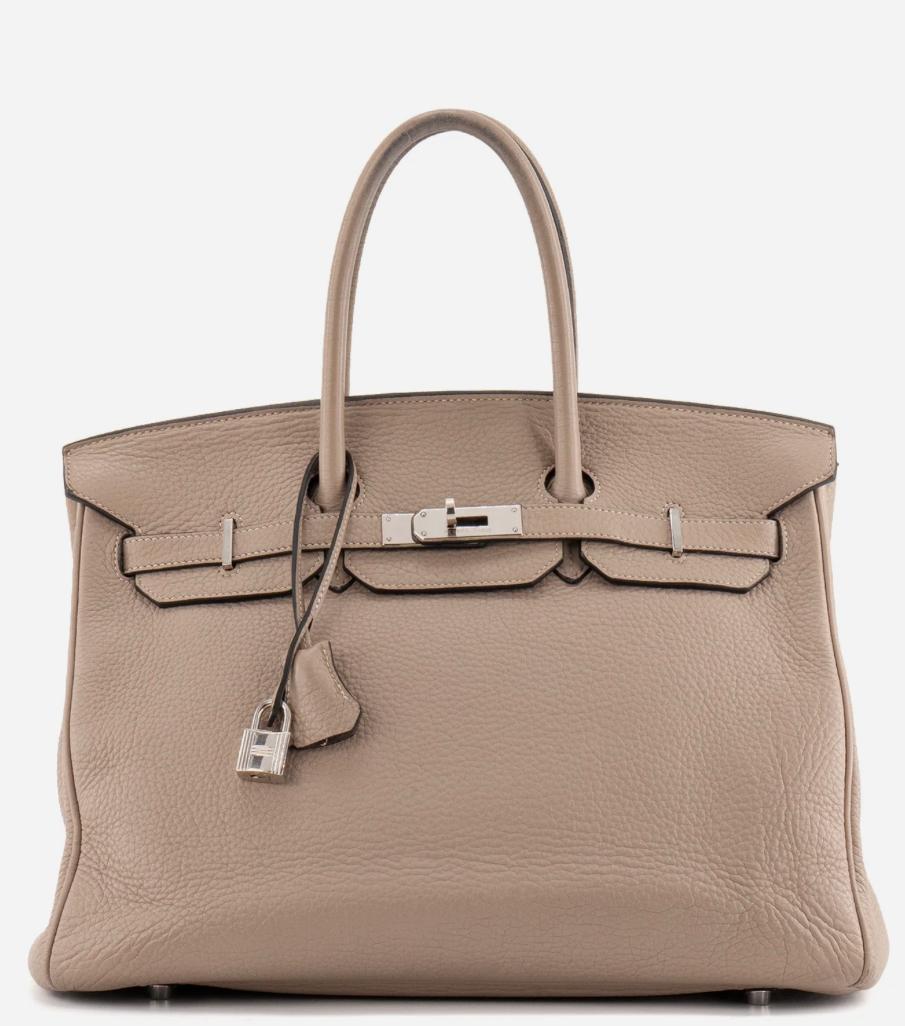 HERMES Birkin 35 Gris Tourterelle Taurillon Clemence Palladium Hardware