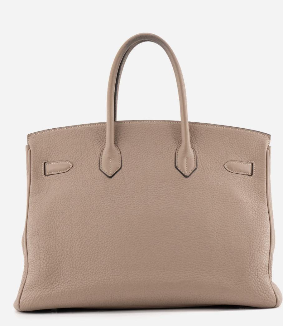 HERMES Birkin 35 Gris Tourterelle Taurillon Clemence Palladium Hardware