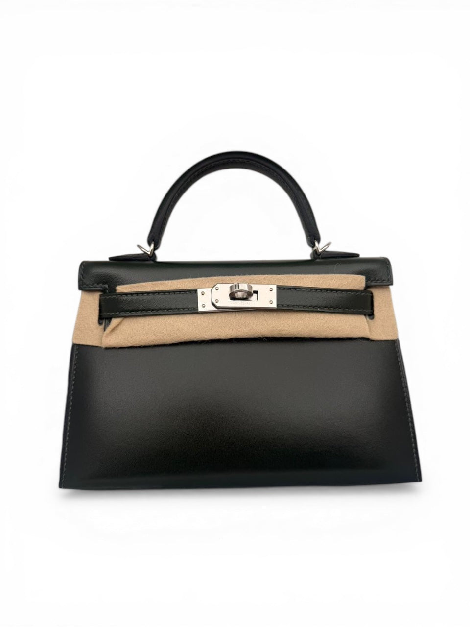 HERMES Kelly 20 Vert Fonce Box Palladium Hardware