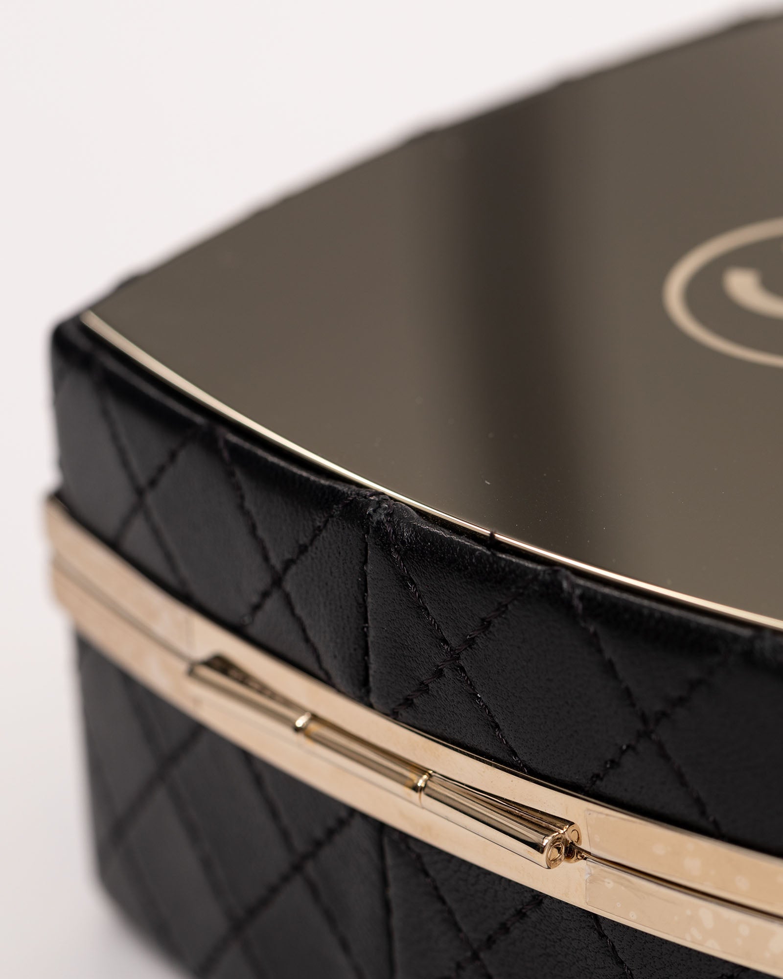 Chanel Black Lambskin & Gold Poudrier with Gold Hardware