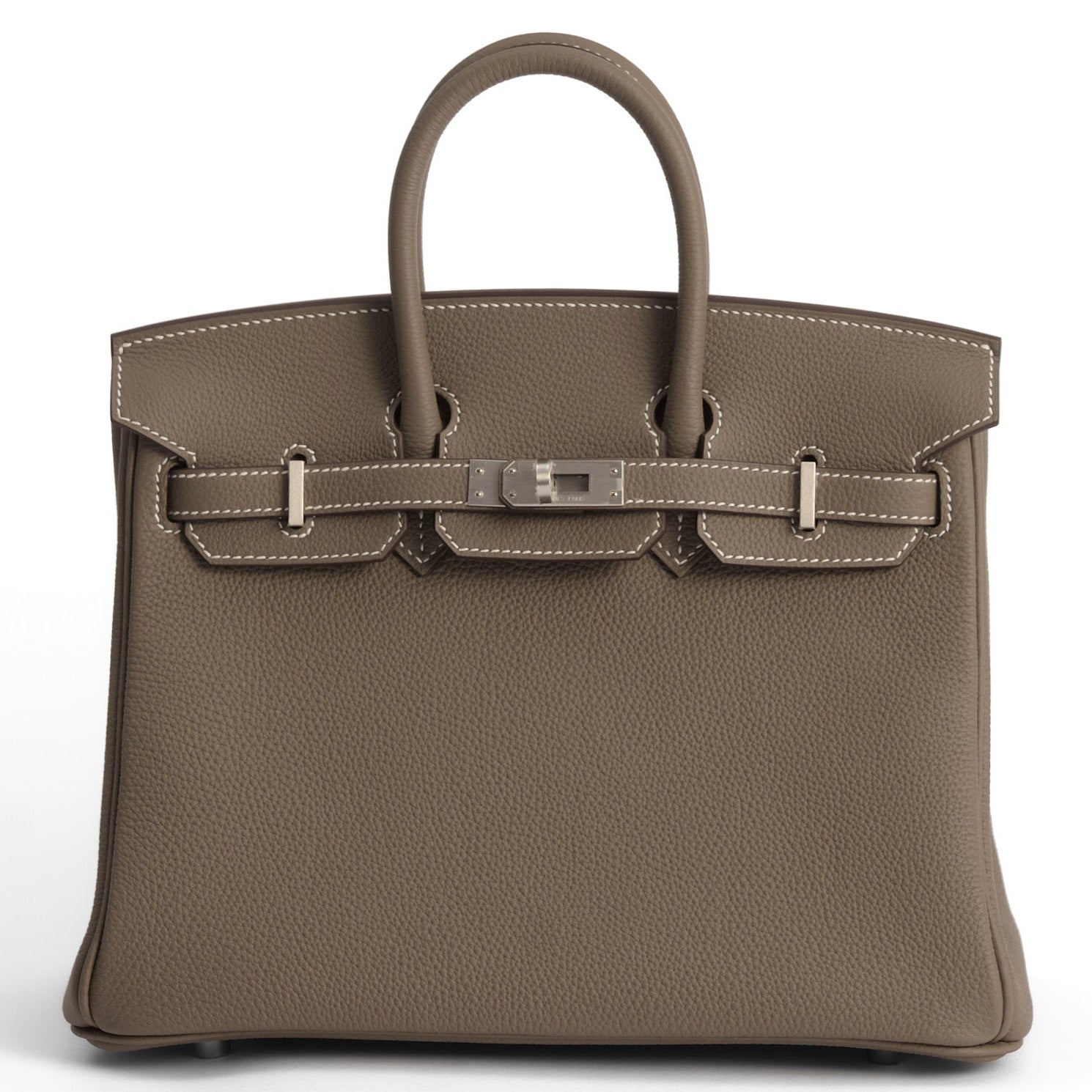 HERMES Birkin 25 Etoupe Togo Leather Brushed Palladium Hardware