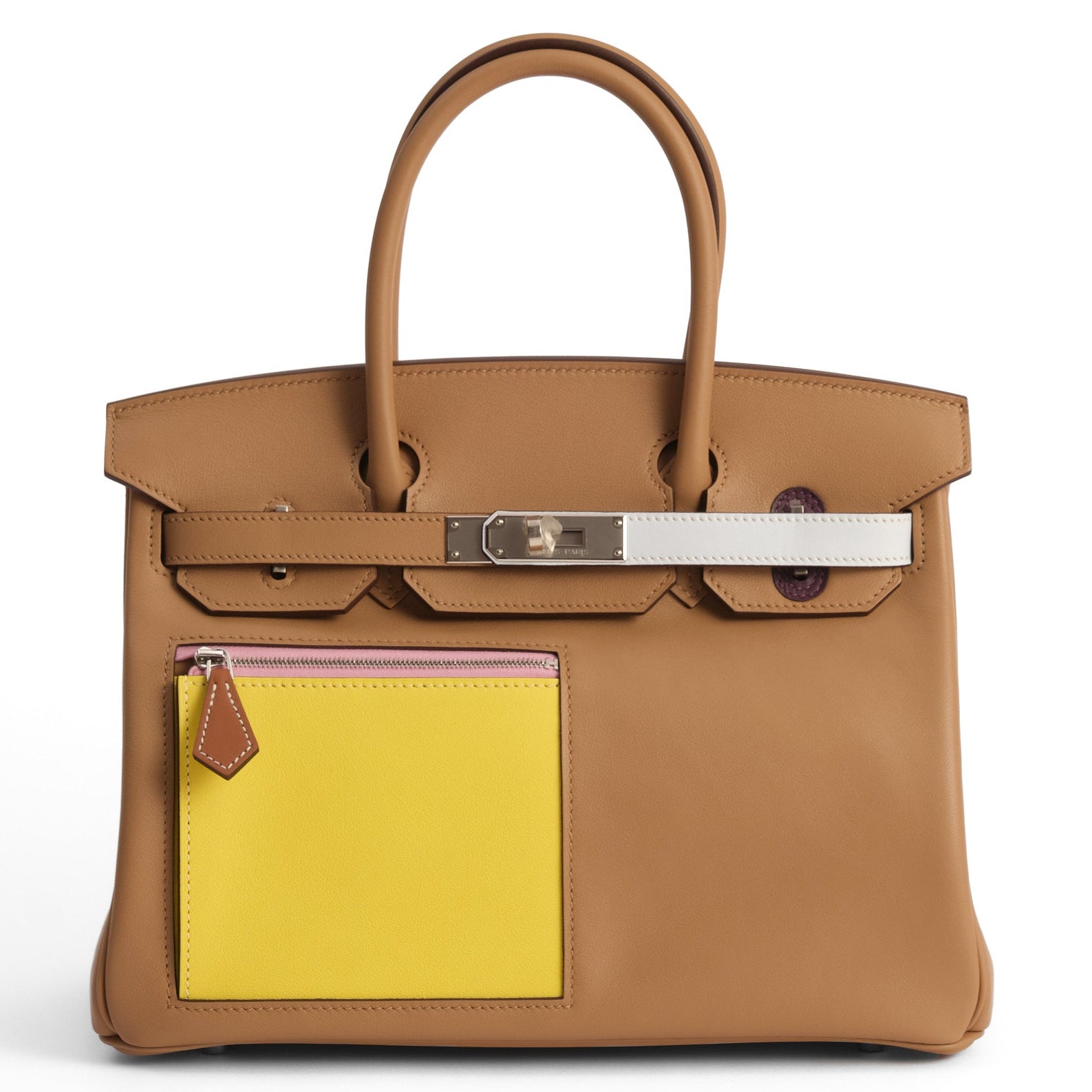 HERMÈS Birkin 30 Colormatic Chai/Lime/Bleu Brume/Cassis/Nata Swift leather Palladium hardware