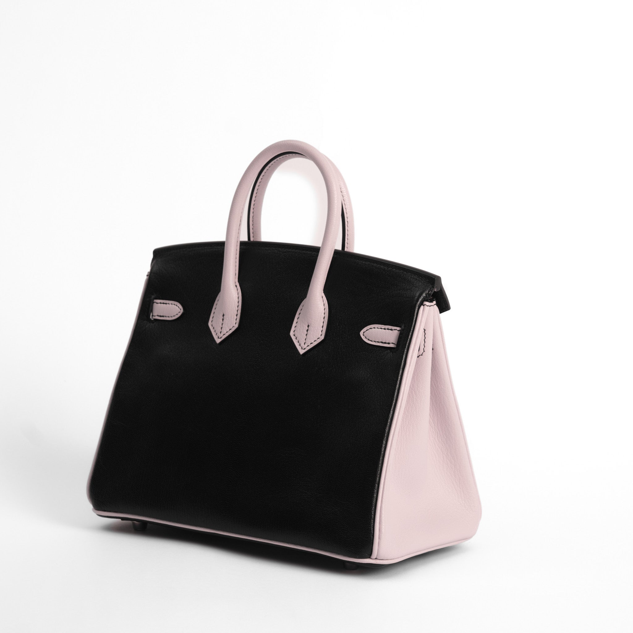 HERMES Birkin 25 HSS Noir / Rose Sakura Veau and Chèvre Leather Palladium Hardware