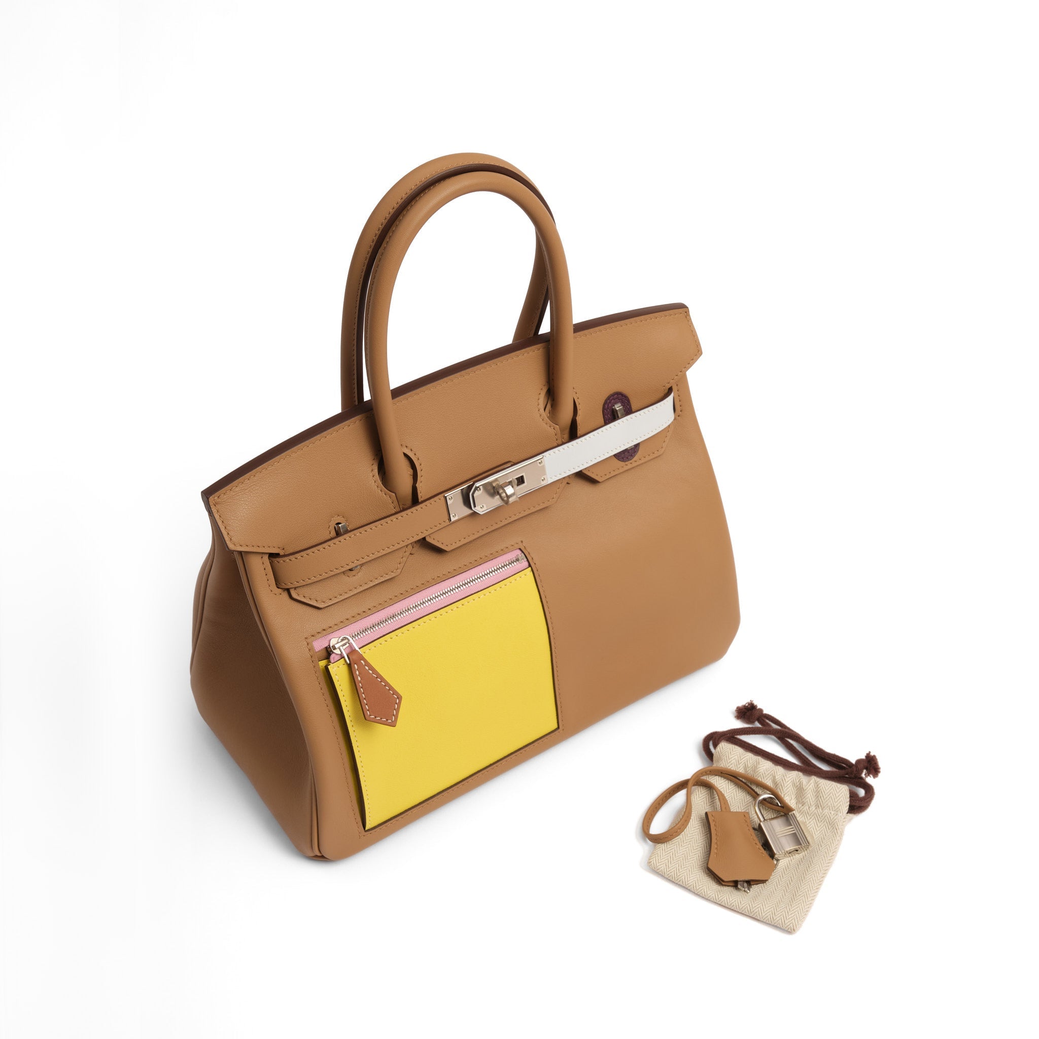HERMÈS Birkin 30 Colormatic Chai/Lime/Bleu Brume/Cassis/Nata Swift leather Palladium hardware