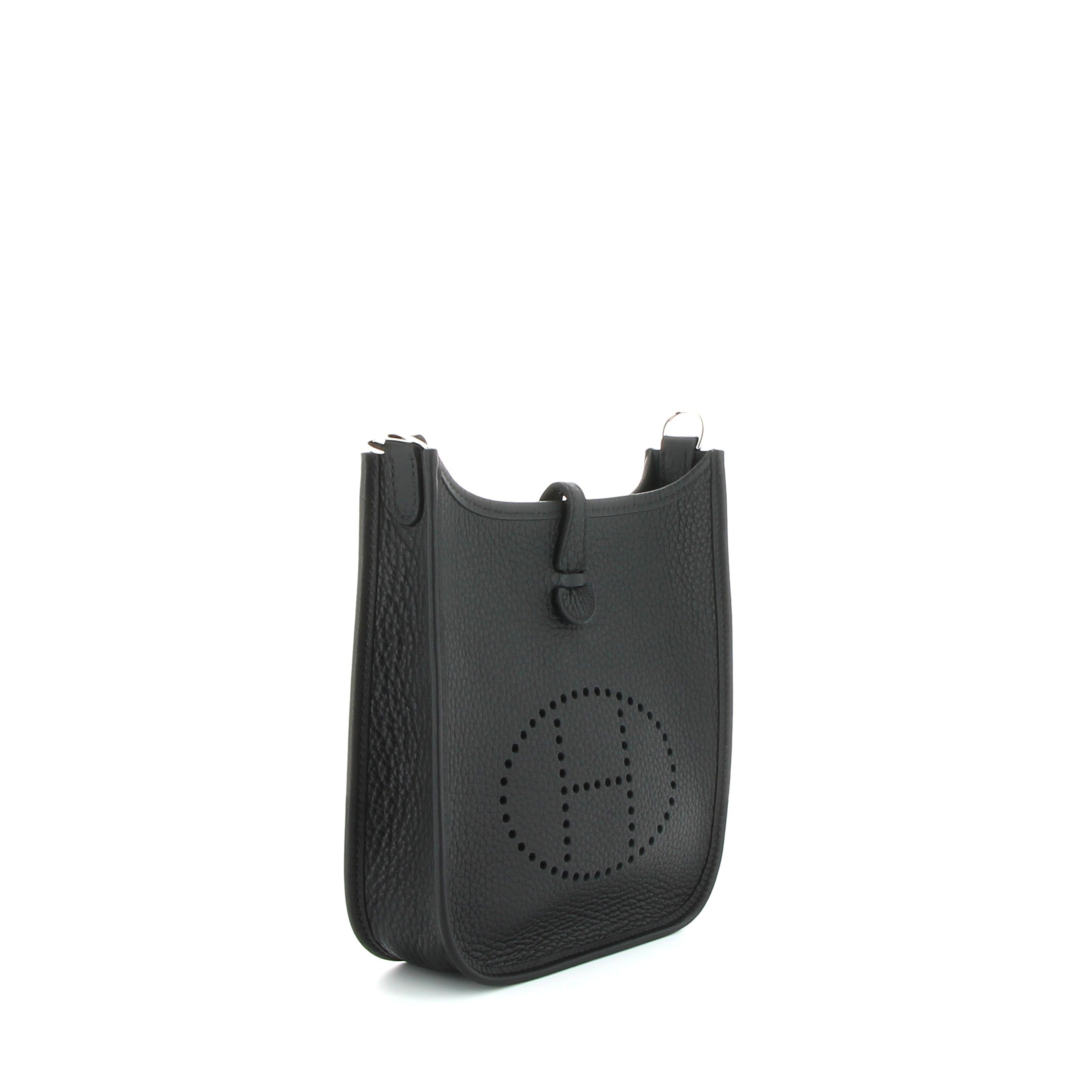 HERMÈS Mini Evelyne Noir Taurillon Clemence Palladium hardware