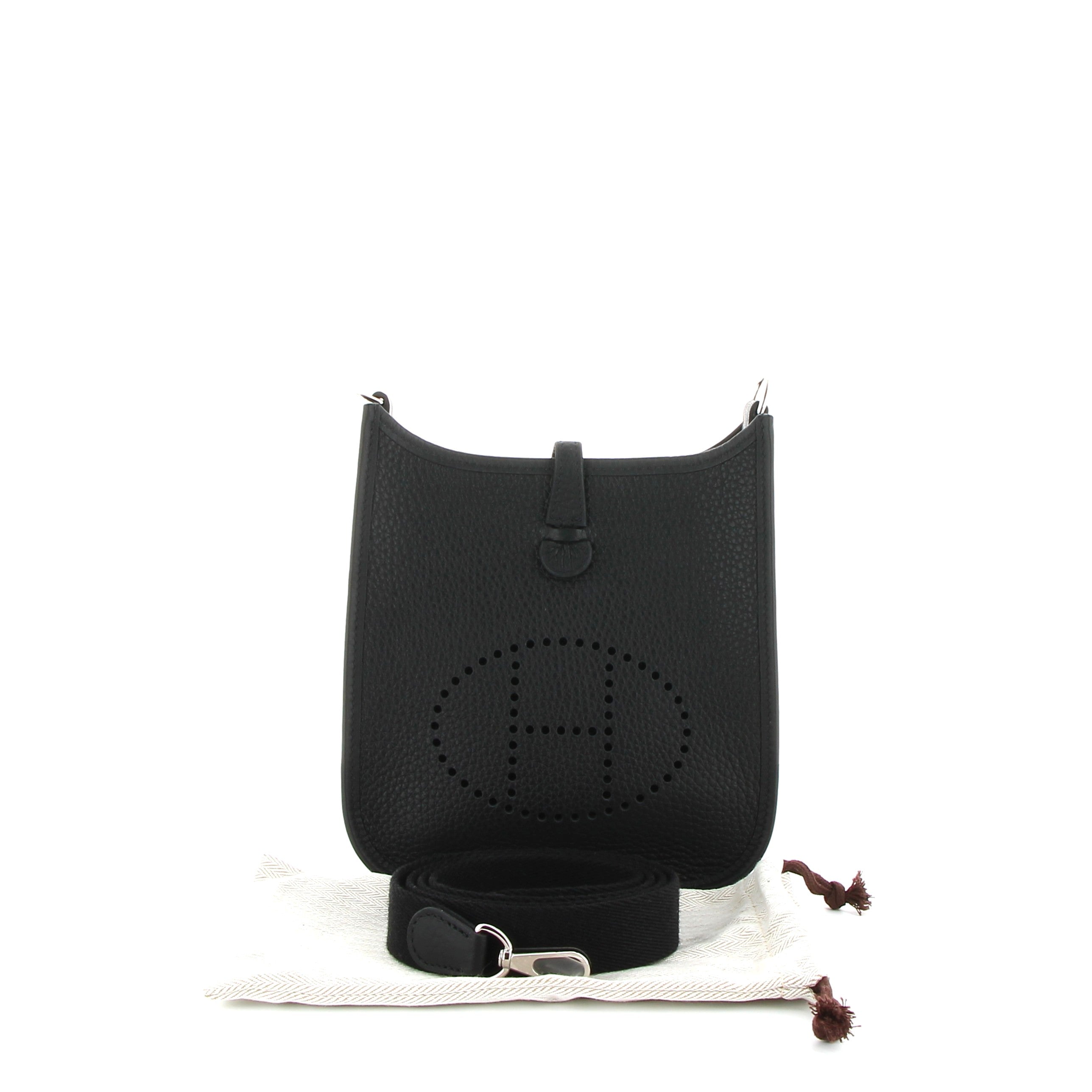 HERMÈS Mini Evelyne Noir Taurillon Clemence Palladium hardware