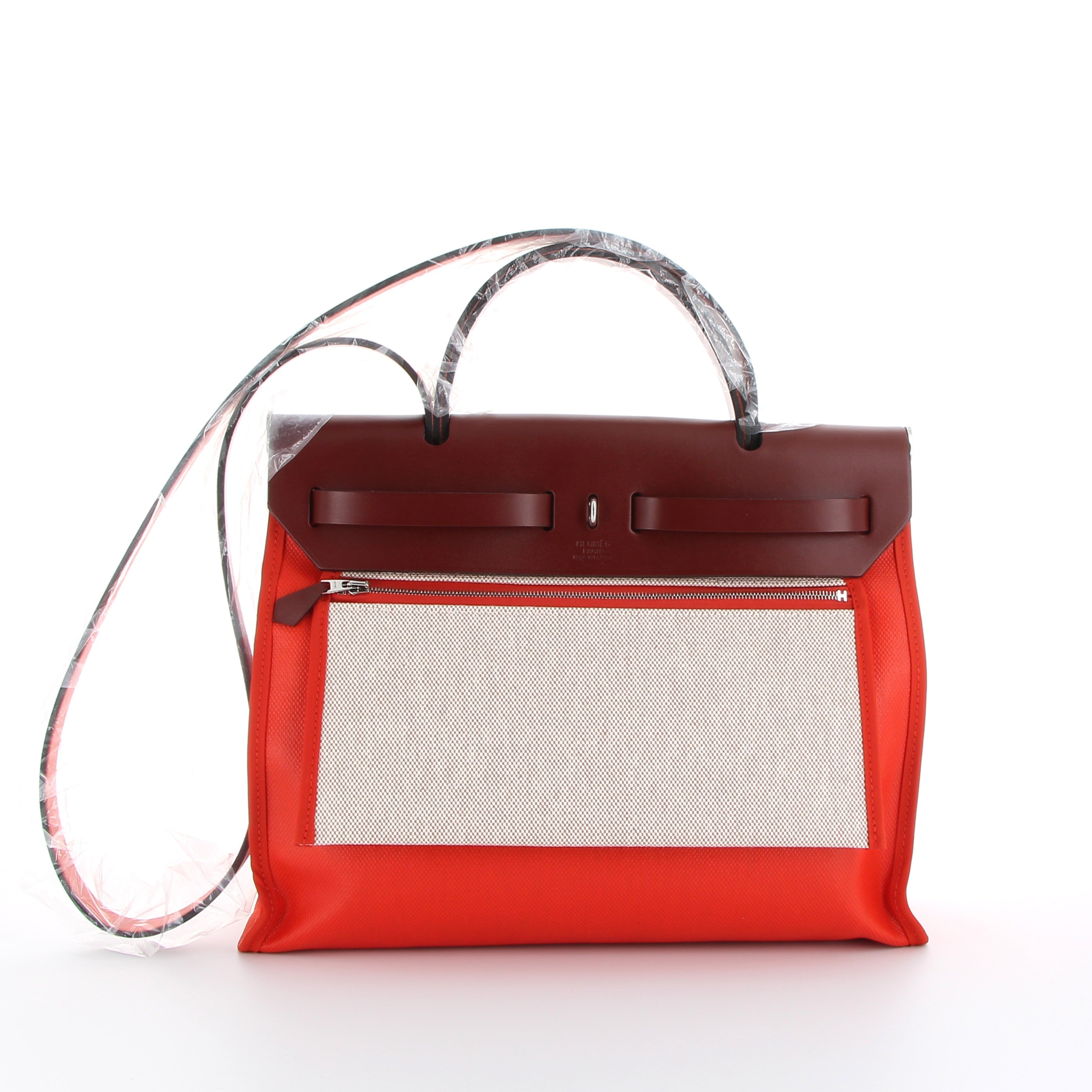 Hermès Herbag 31cm Orange Toile Berline & Vachehunter with Palladium Hardware