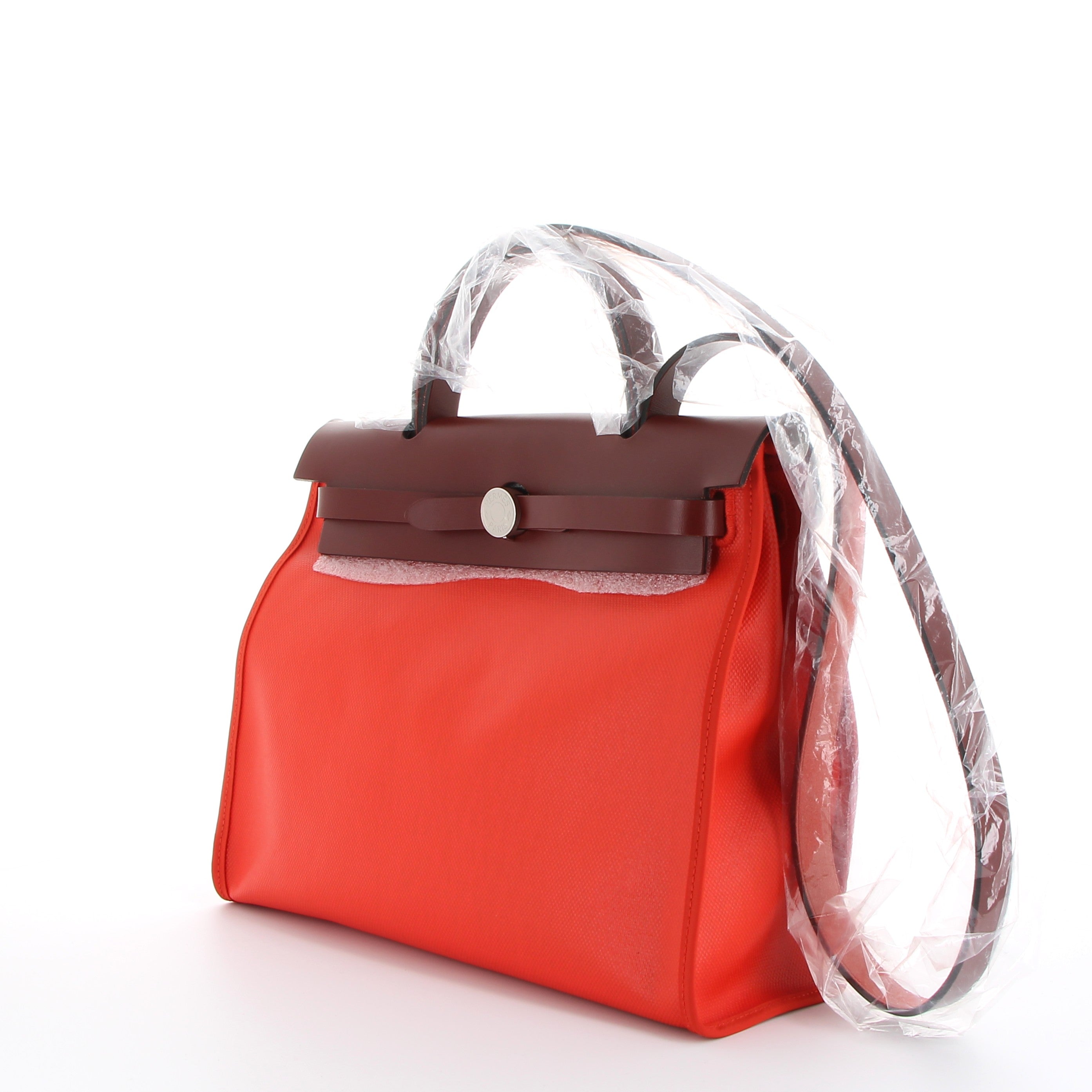 Hermès Herbag 31cm Orange Toile Berline & Vachehunter with Palladium Hardware